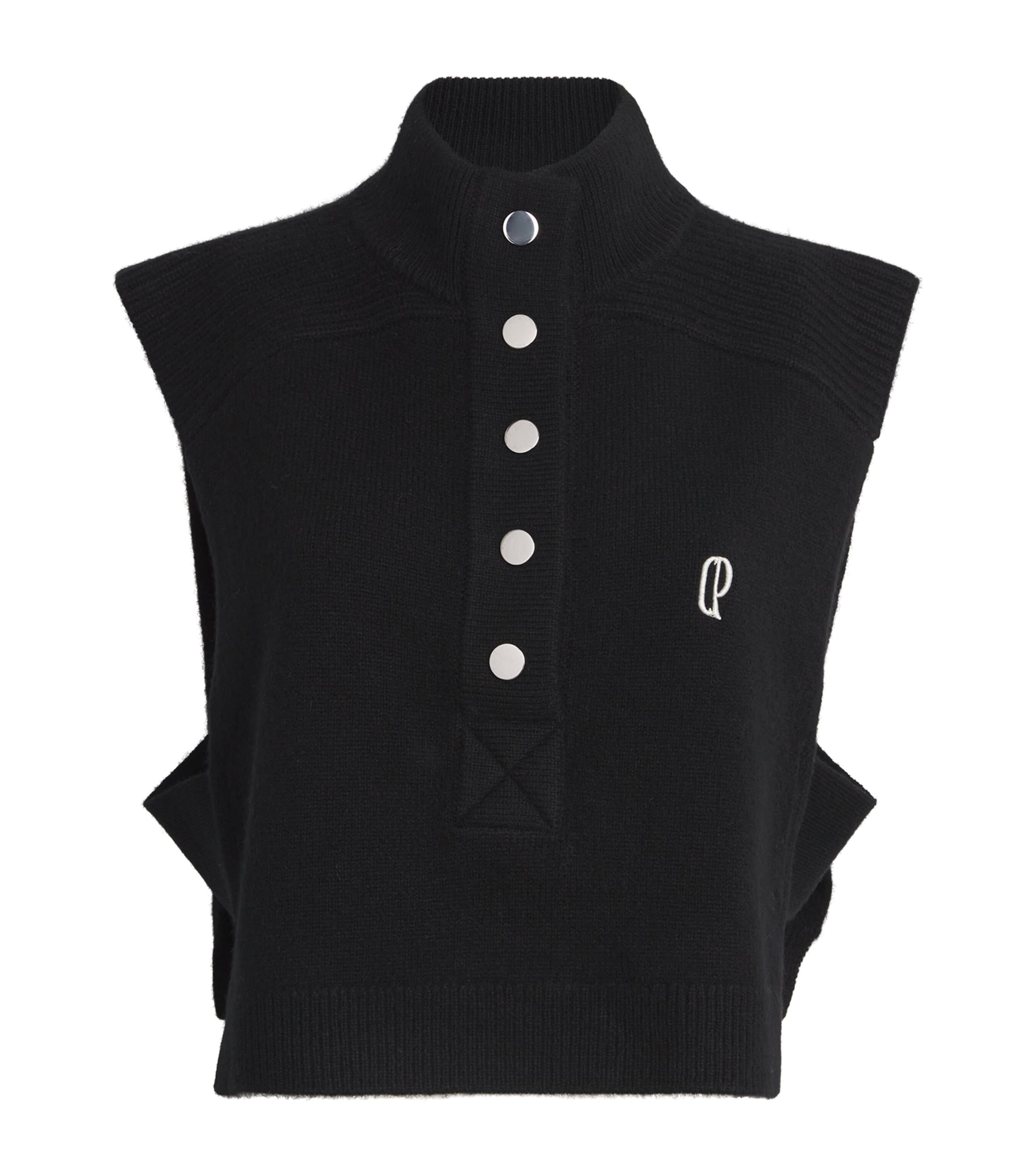 Claudie Pierlot Womens Black Brand-embroidered Sleeveless Wool Top In Black