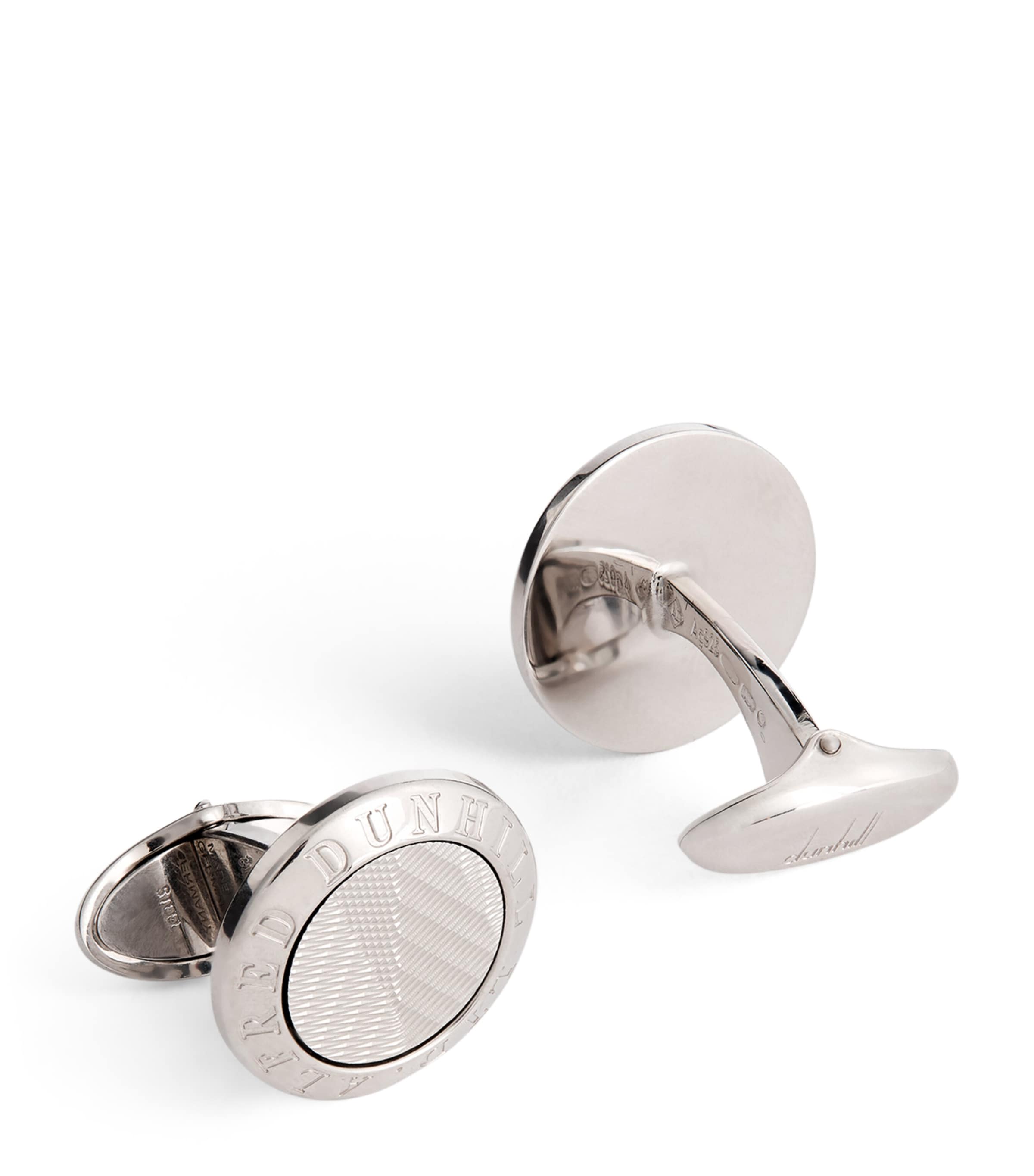 Dunhill Silver Logo Cufflinks In Metallic