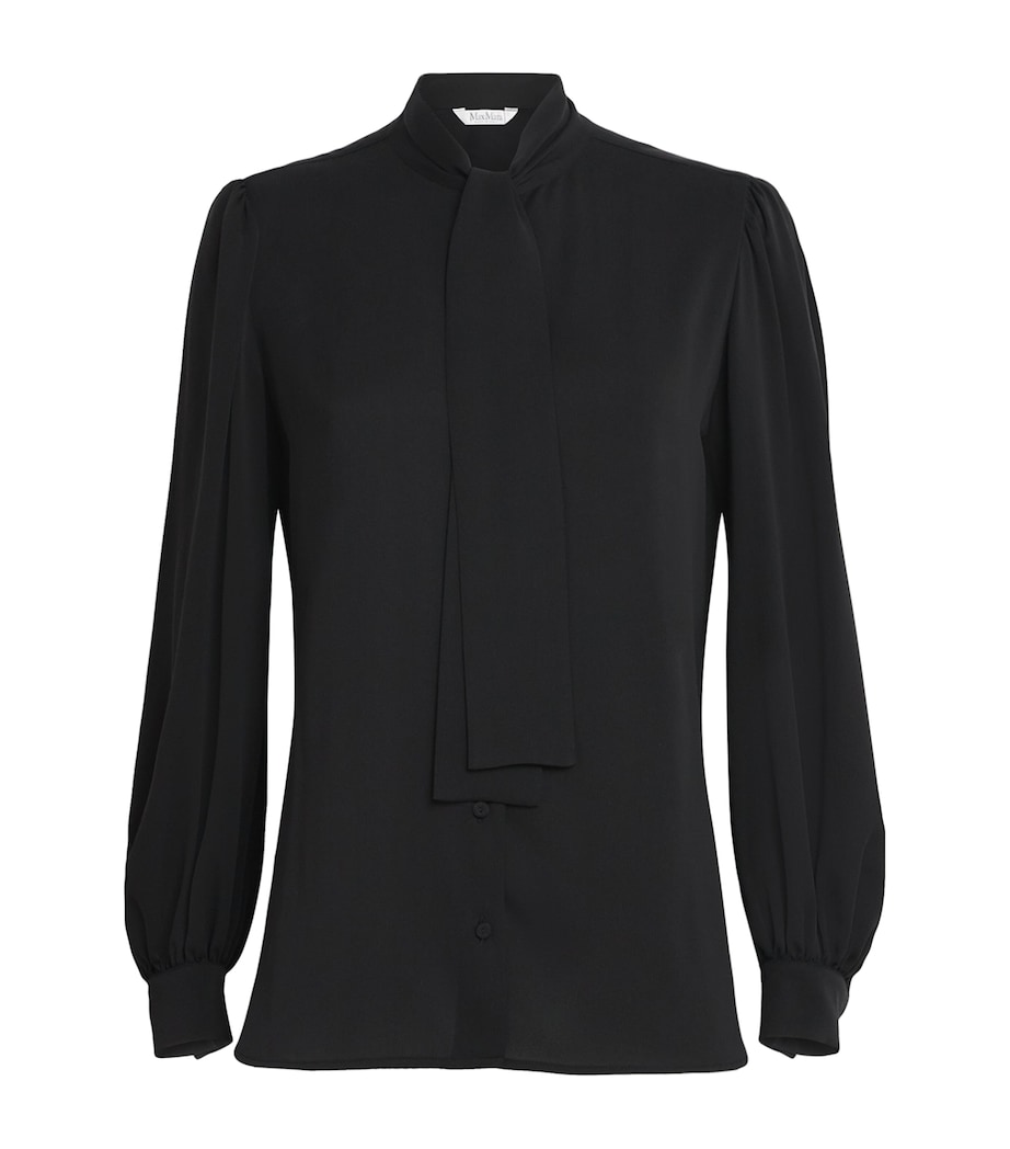 Silk Pussybow Blouse BLACK Image 1