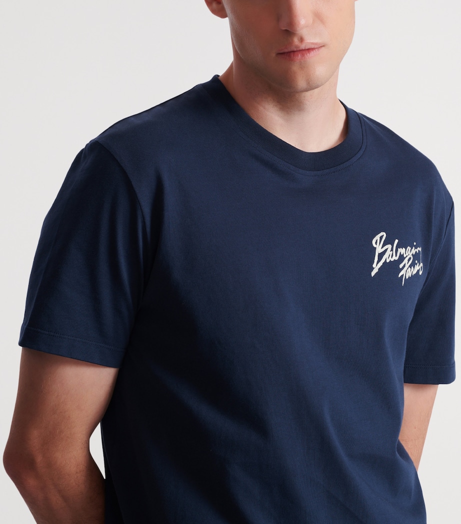 Cotton Logo T-Shirt SIV MARINE/BLANC Image 7