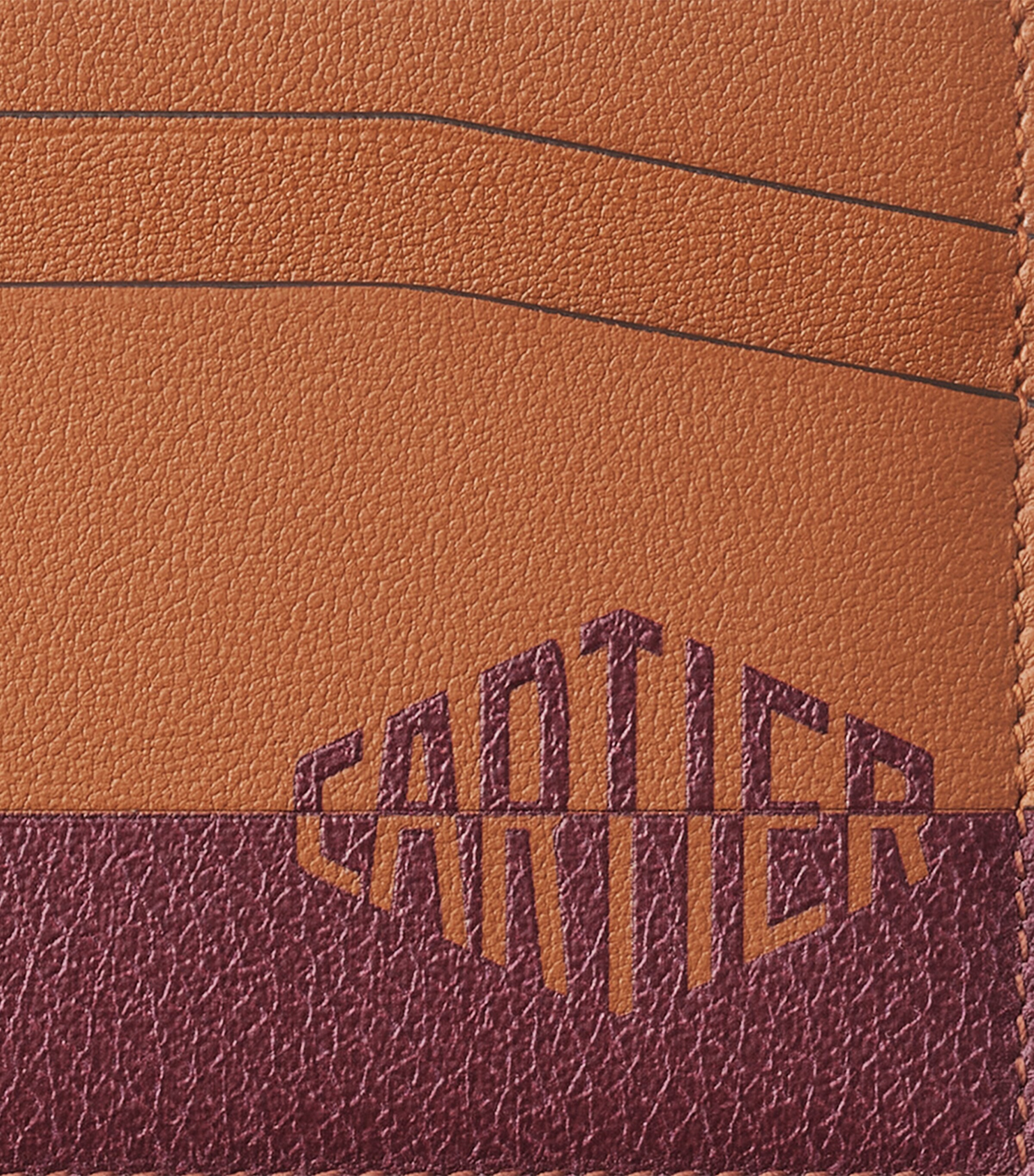 Leather Losange Shadow Card Holder CARAMEL AND BURGUNDY Image 5