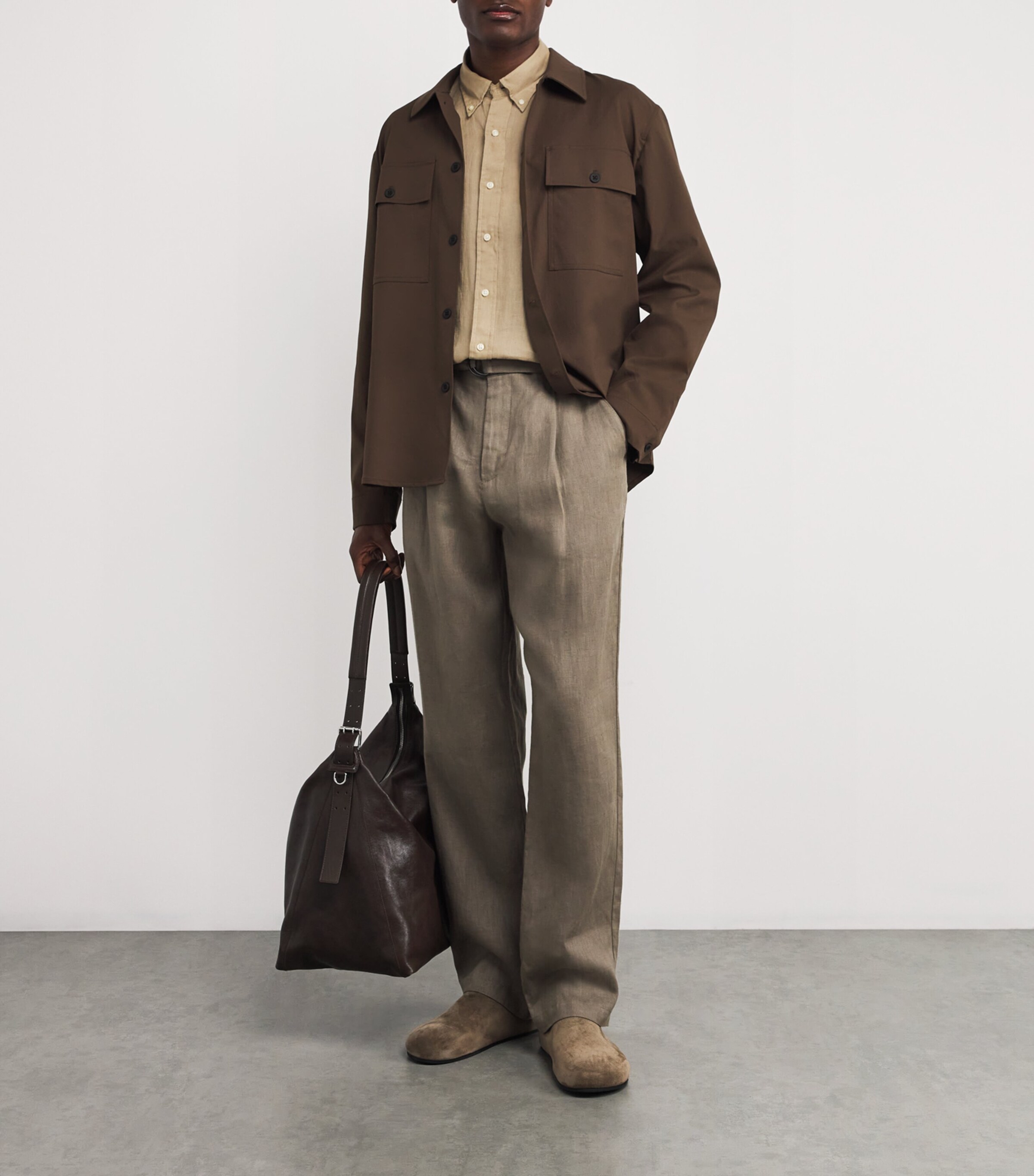 Linen Custom Fit Shirt BEIGE Image 2