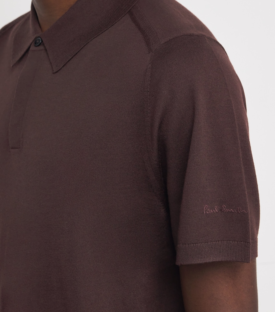 Merino Signature Stripe Polo Shirt 29_VERY DARK RED Image 6