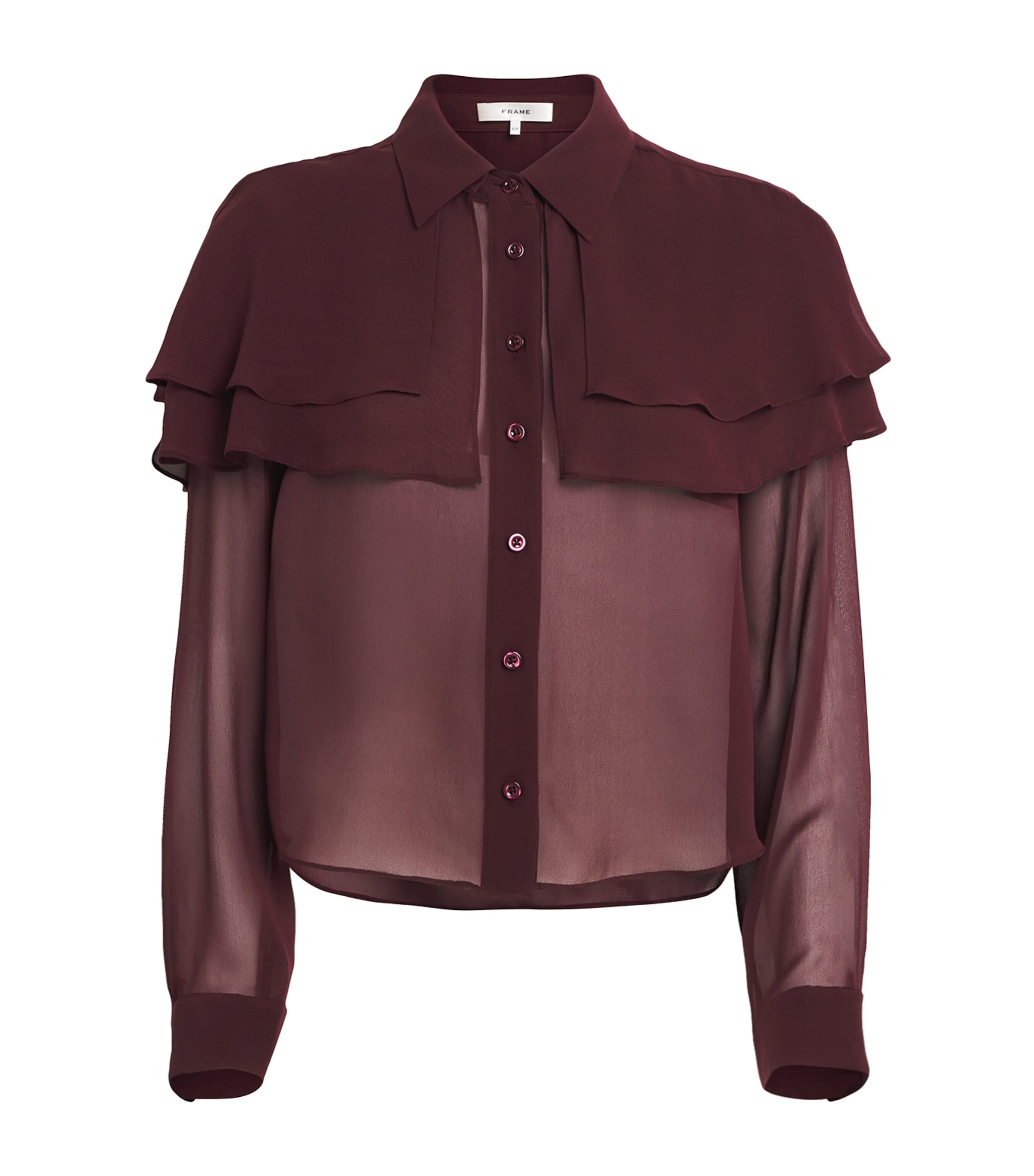 Frame Silk Cape Blouse In Burgundy