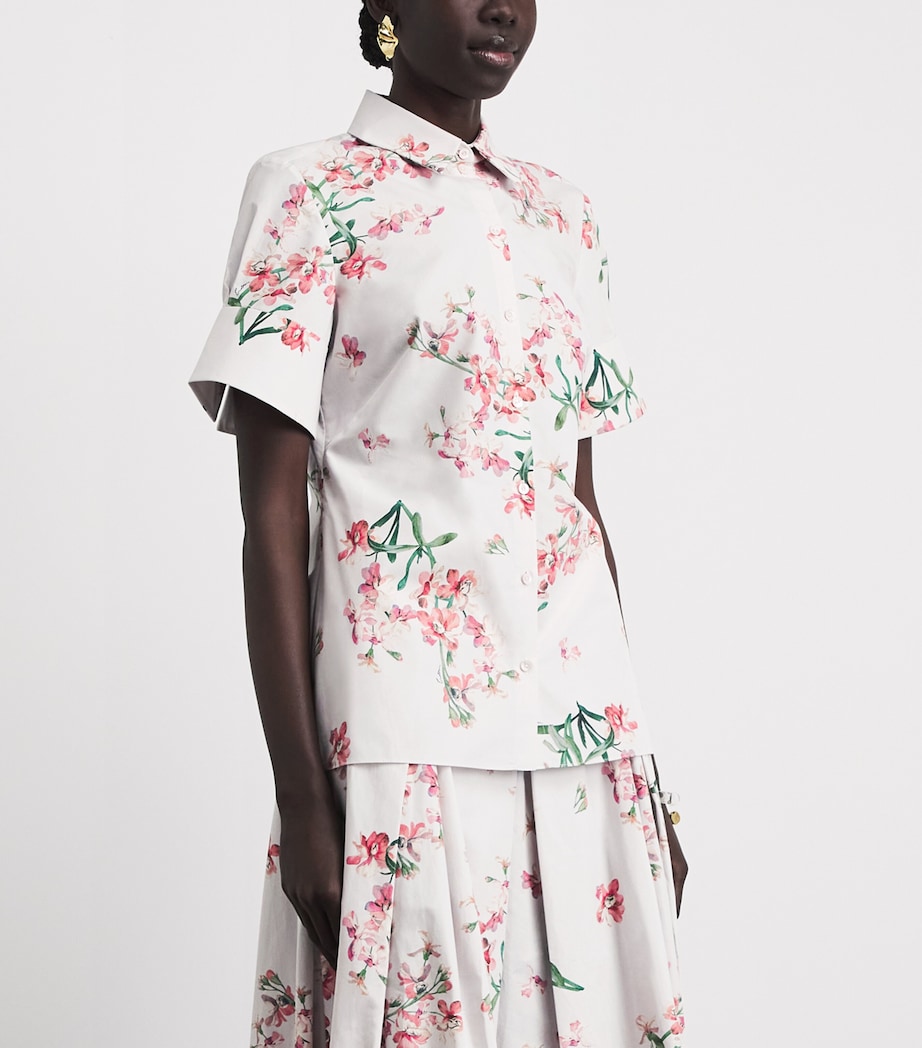 Erdem Womens Cotton Floral Short-Sleeve Shirt Paintd Orchd Ptl Pnk Image 4