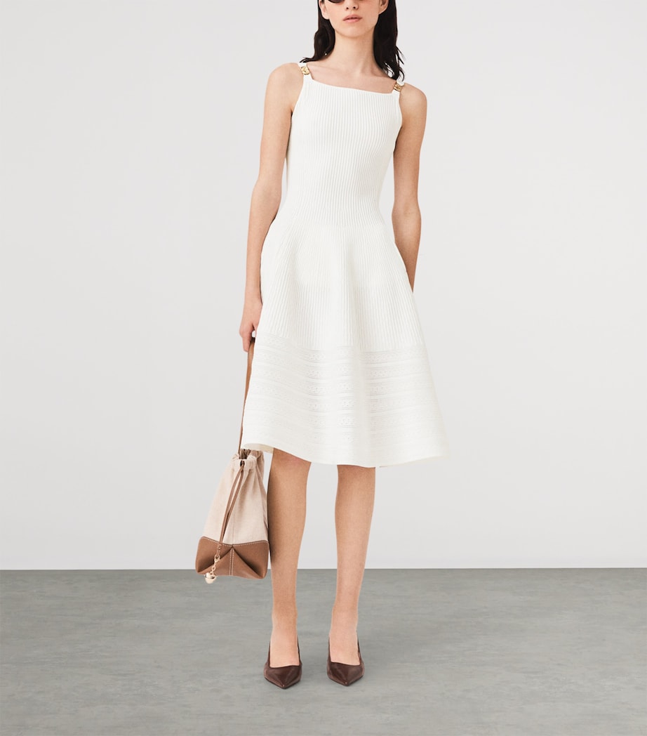 Maje Womens Embellished Knit Midi Dress White Image 2
