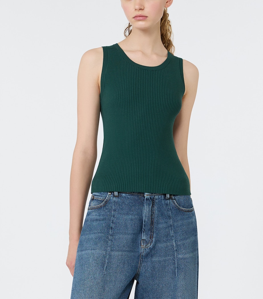 Weekend Max Mara Womens Rib-Knit Tank Top Green Image 3