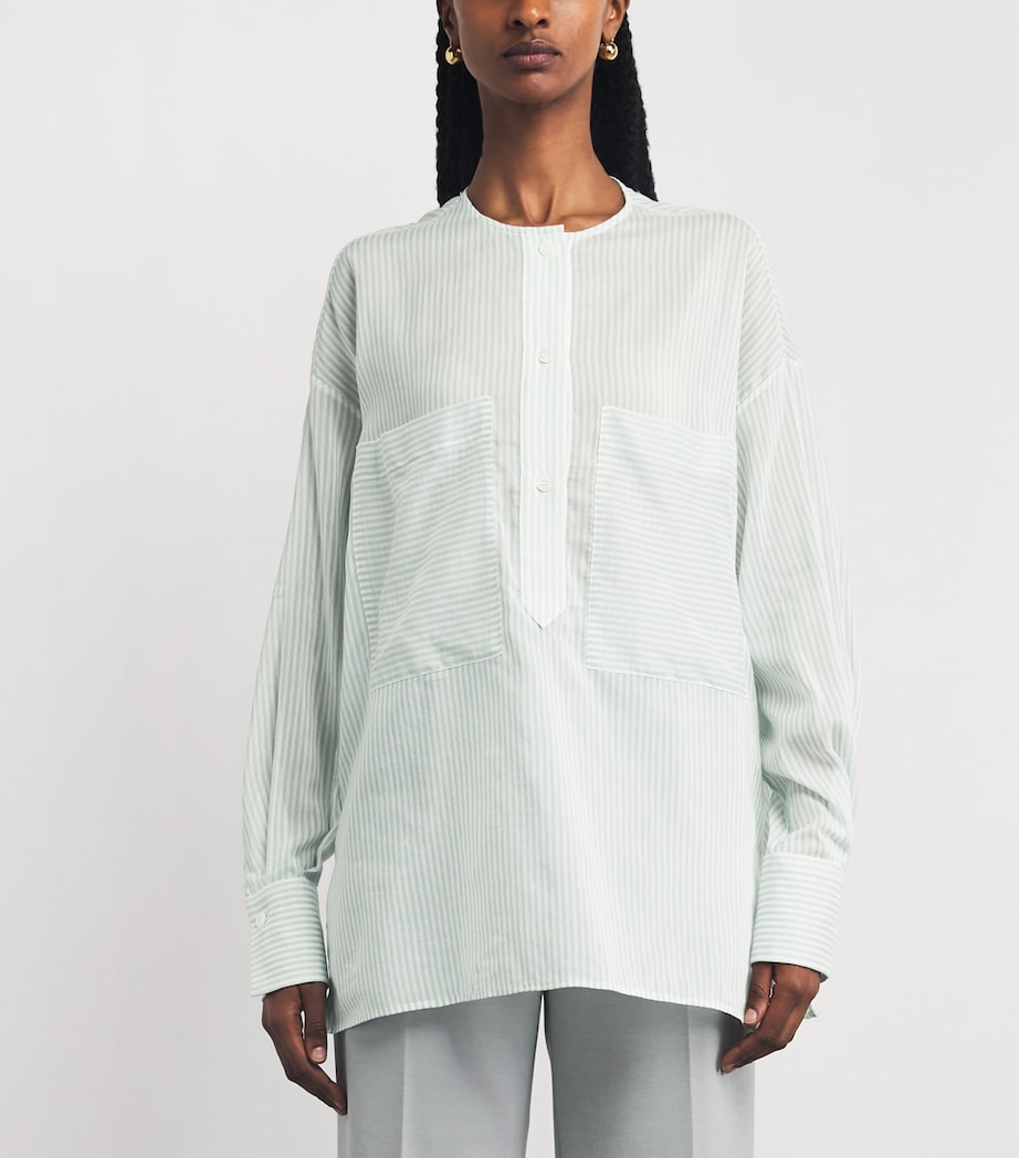 Eleventy Womens Cotton-Silk Stripe Shirt Giada Image 4
