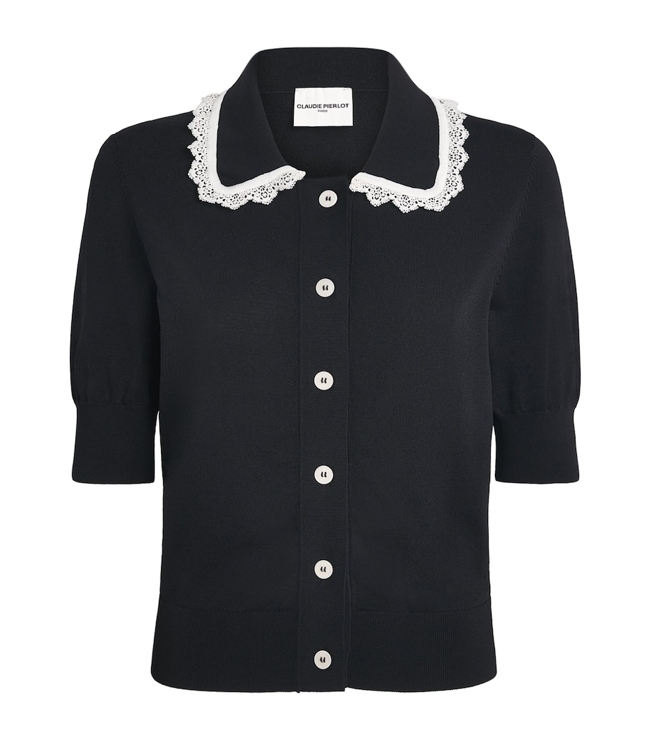 Claudie Pierlot Womens Lace-Collar Cardigan Dual Color Image 1