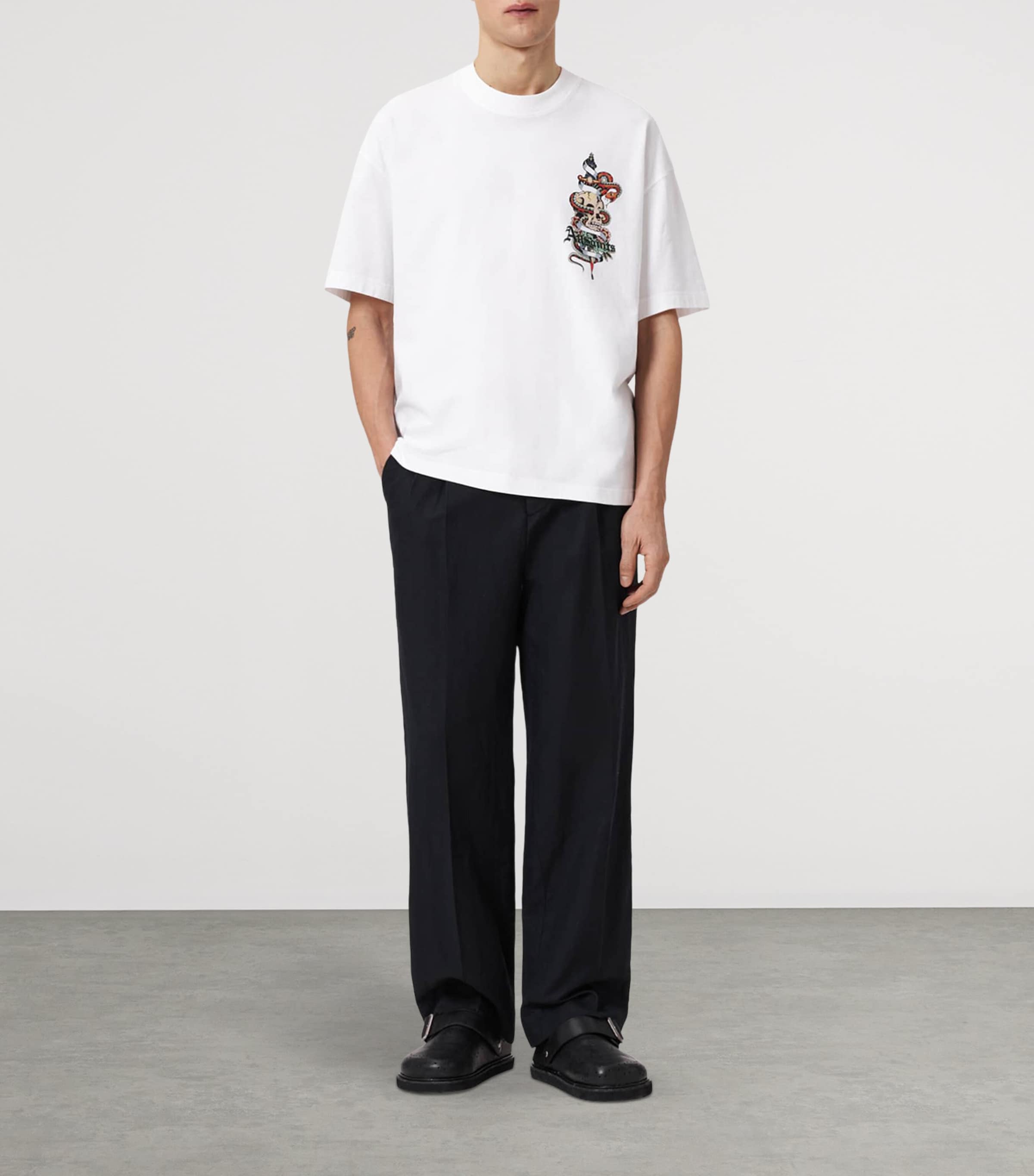 AllSaints Mens Organic Cotton Blade T-Shirt Optic White Image 2