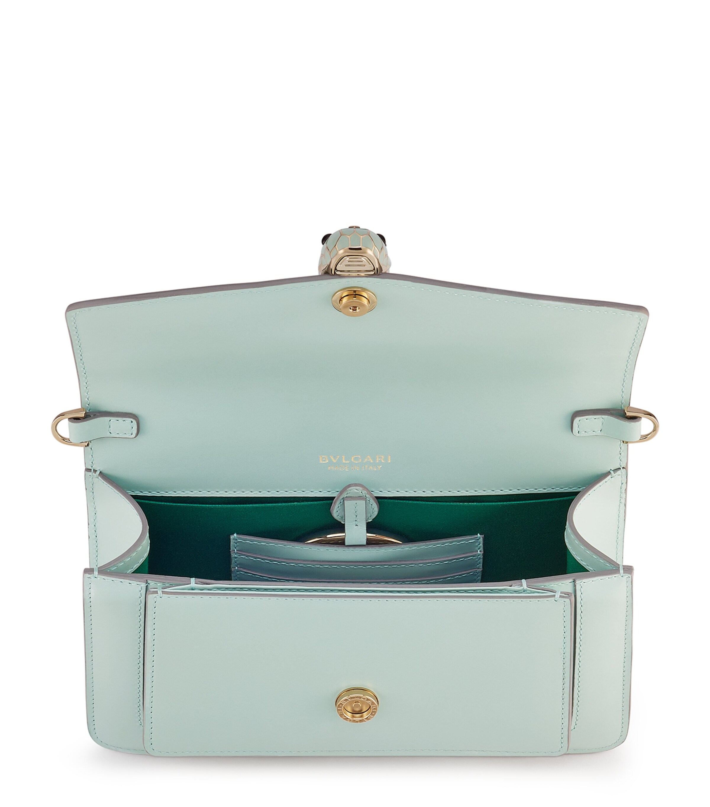 Bvlgari Leather Serpenti Forever East-West Shoulder Bag Turquoise Image 4