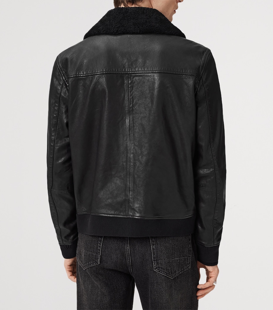 Leather Vaucluse Bomber Jacket BLACK Image 6