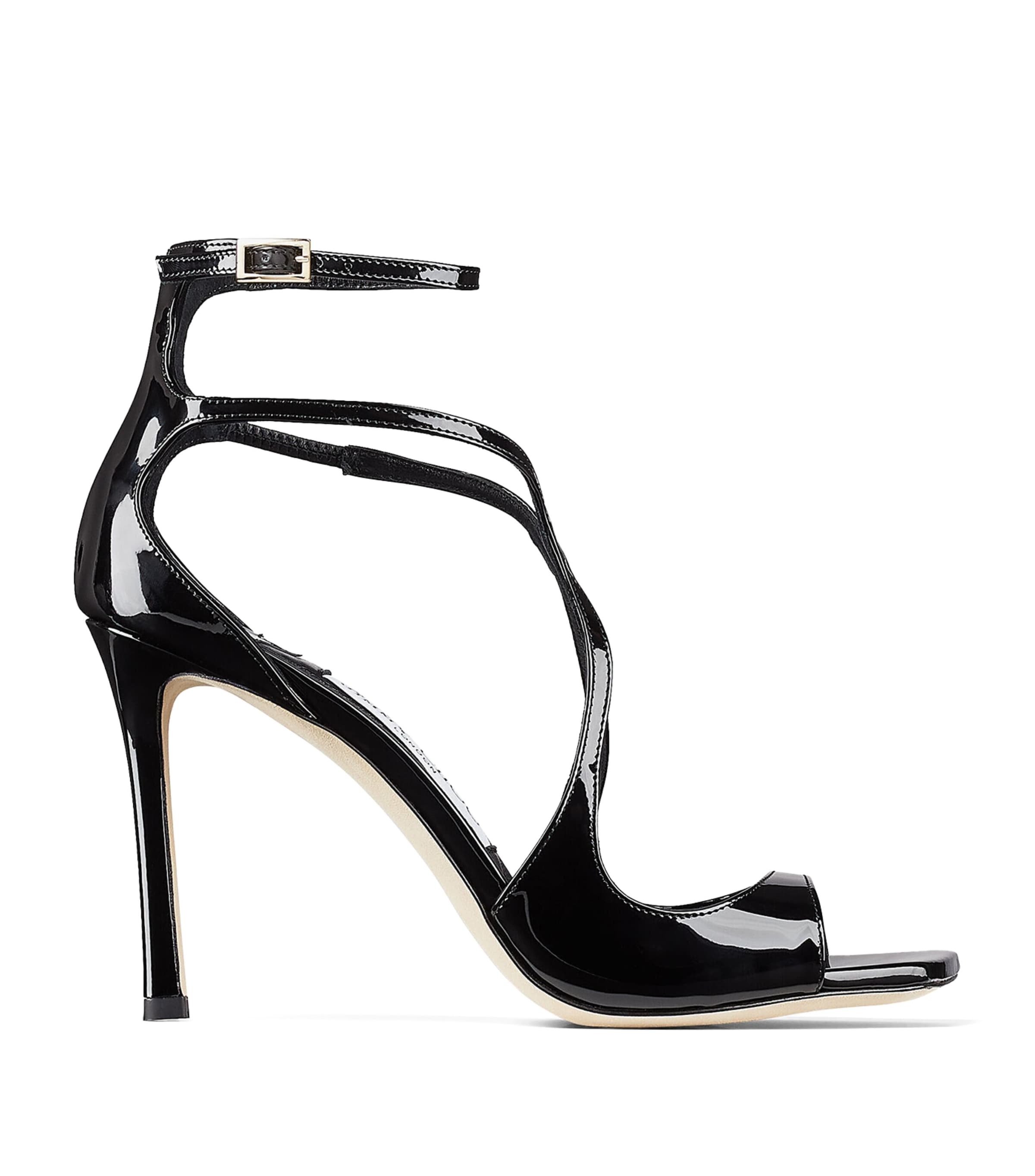 Jimmy Choo Azia 95 Patent Leather Sandals In Black