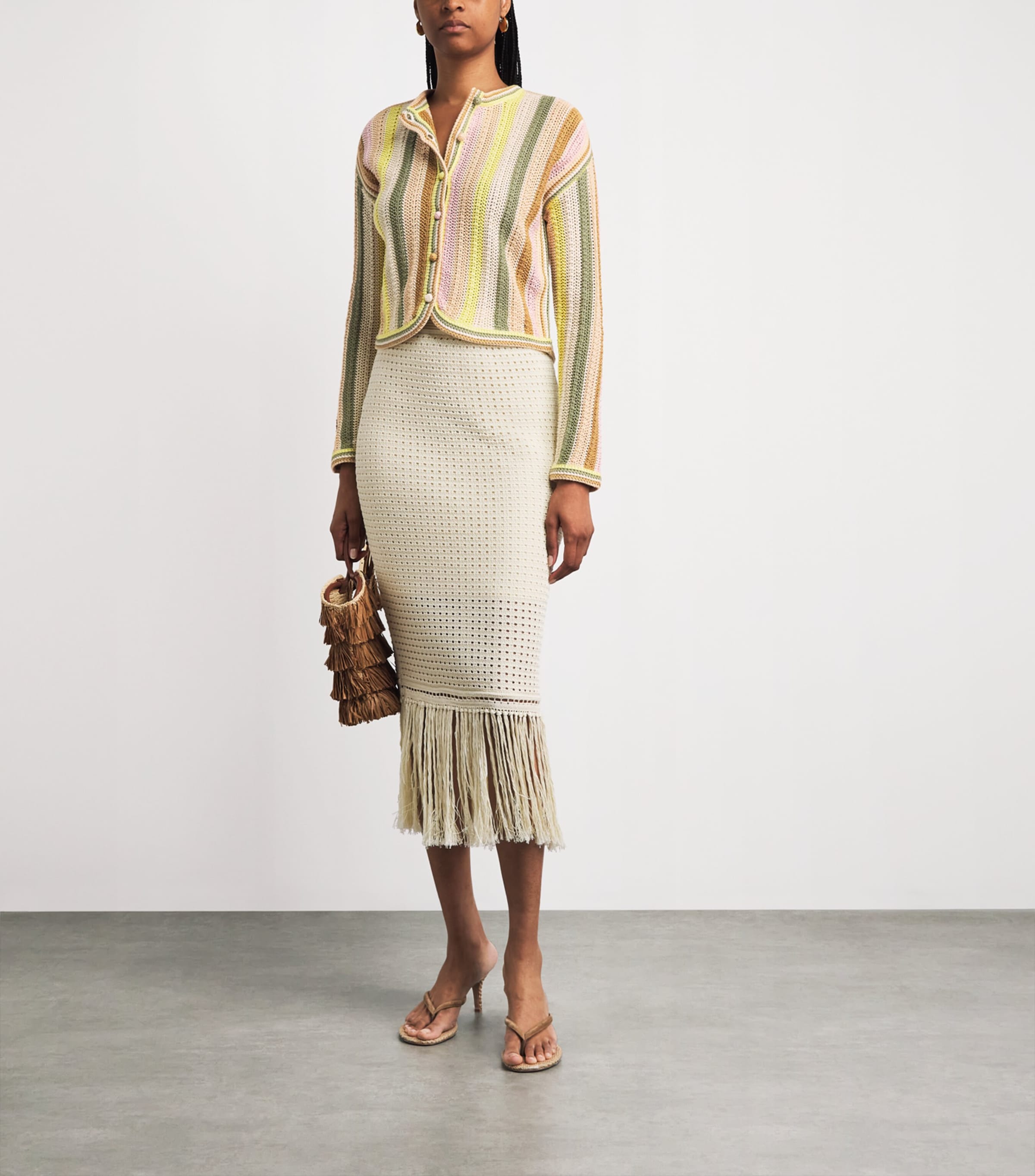 Zimmermann Womens Crochet Stripe Indra Cardigan Image 2