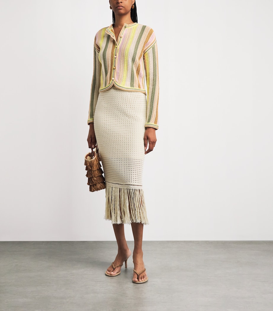 Zimmermann Womens Crochet Stripe Indra Cardigan Image 2