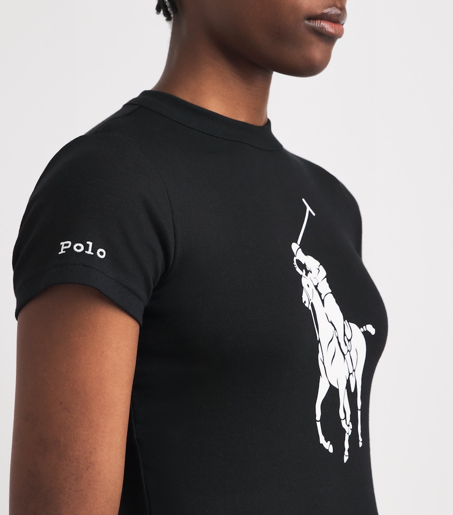 Polo Ralph Lauren Womens Cotton-Blend Polo Pony T-Shirt Polo Black Image 3