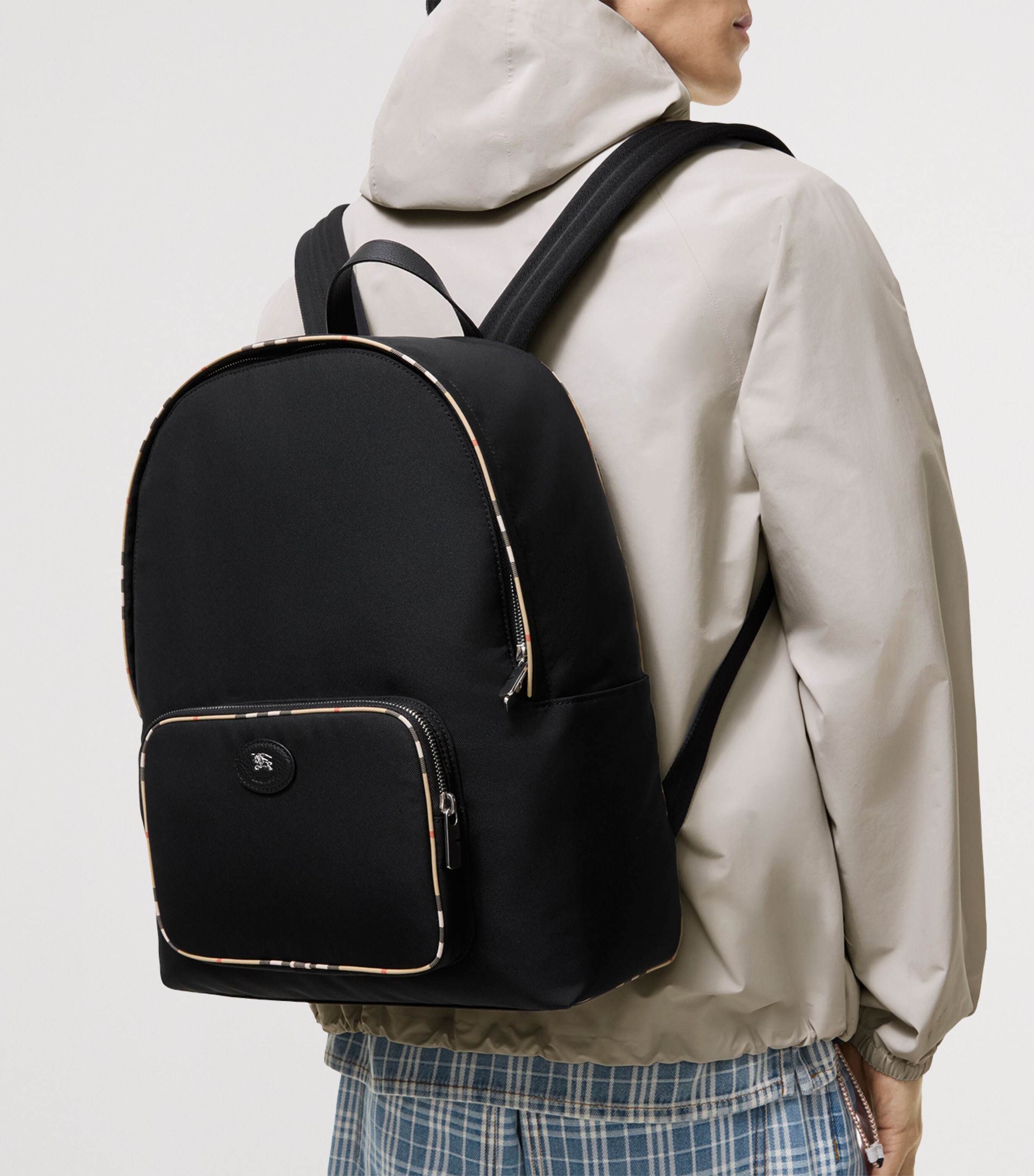 Burberry Check-Trim Backpack Black Image 2