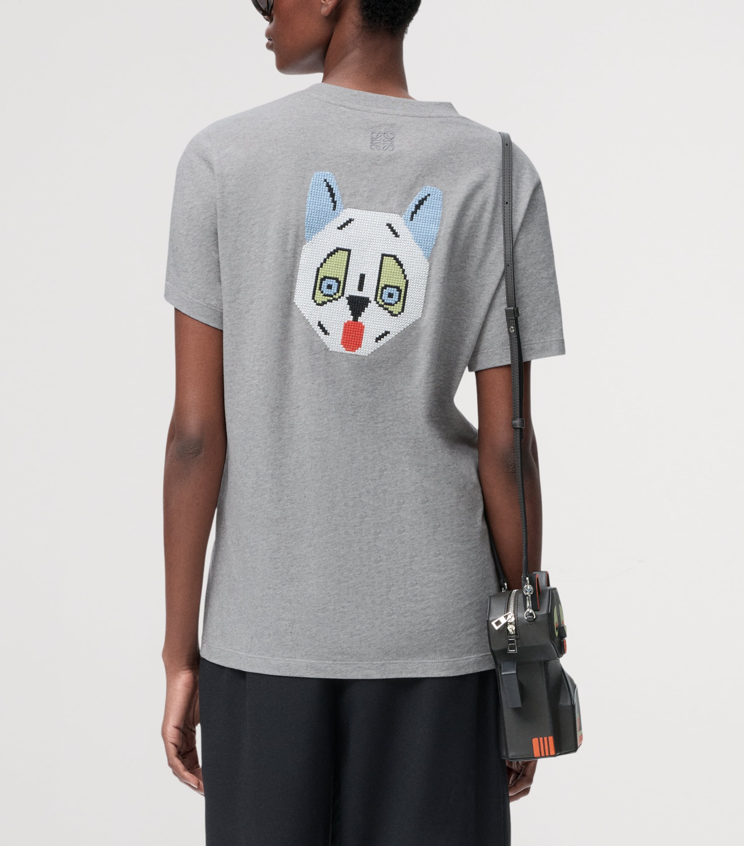 x Louis Wain Cotton Embroidered T-Shirt GREY MELANGE Image 4