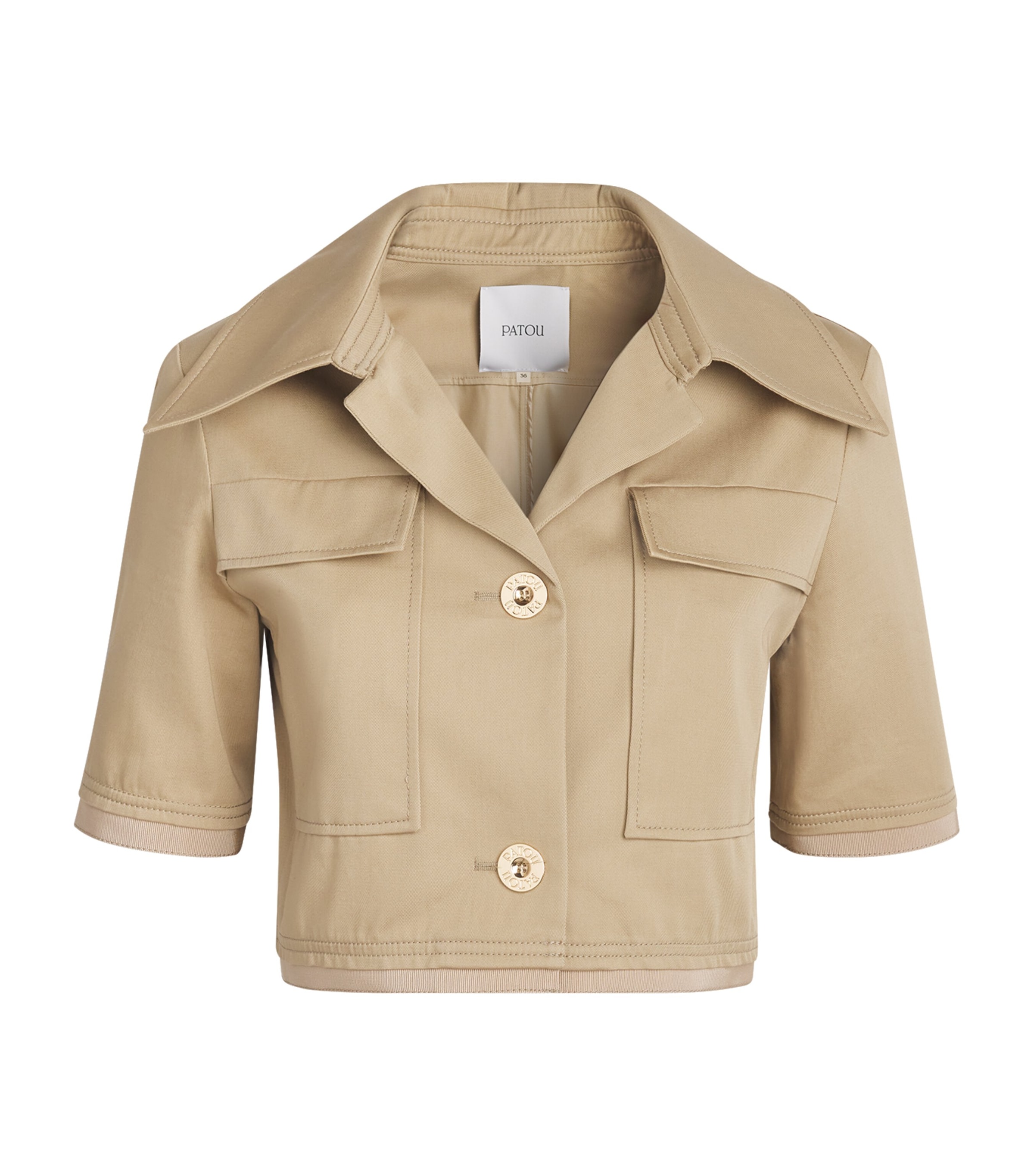 Organic Cotton Gabardine Cropped Jacket 093S SAND Image 1