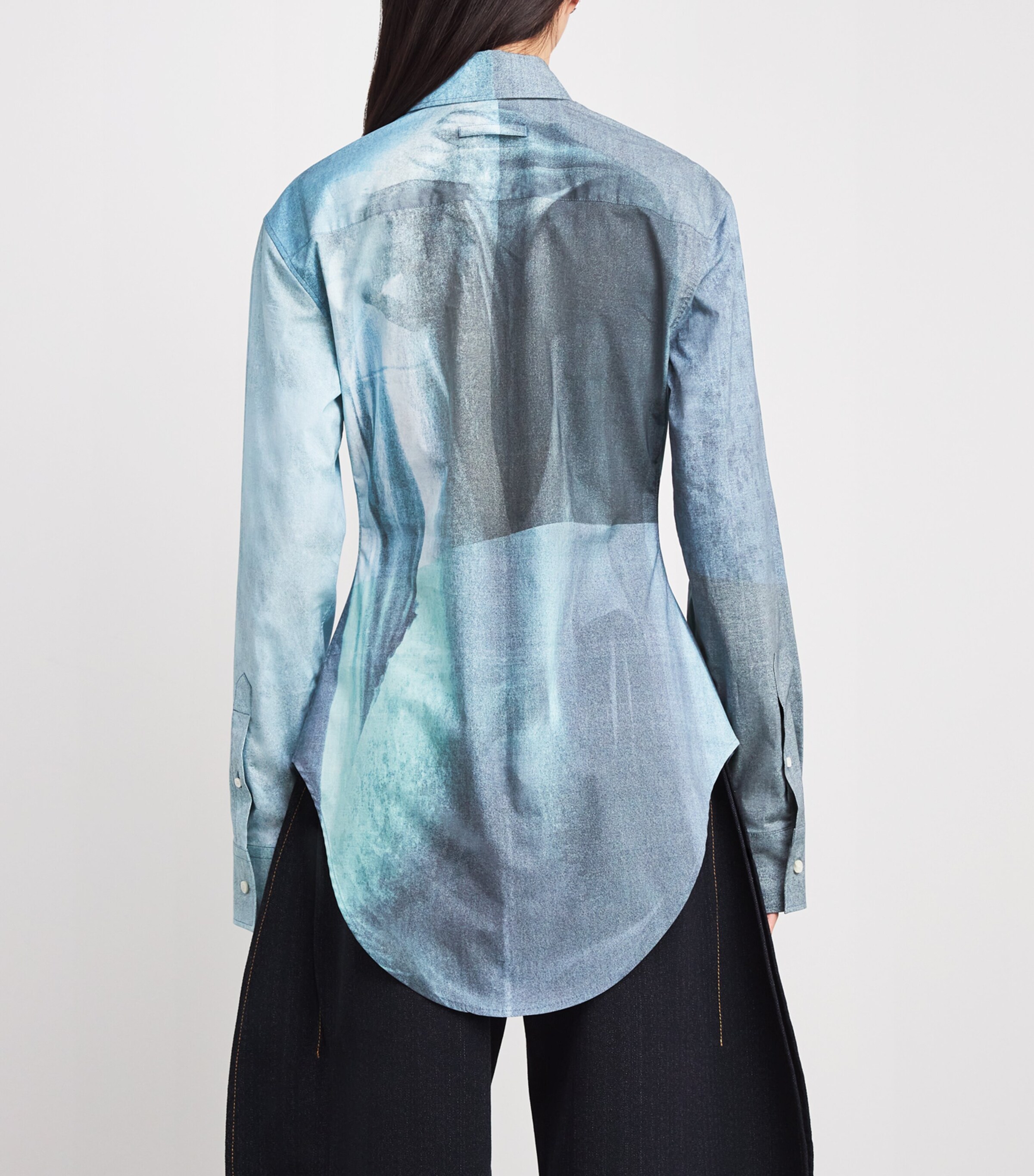 Jean Paul Gaultier Womens Cotton Water Graphic Shirt Indigo/vntgblue Image 4