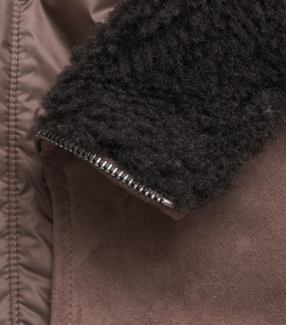 Corneliani Mens Suede-Shearling Funnel-Neck Jacket Dark Brown Image 6
