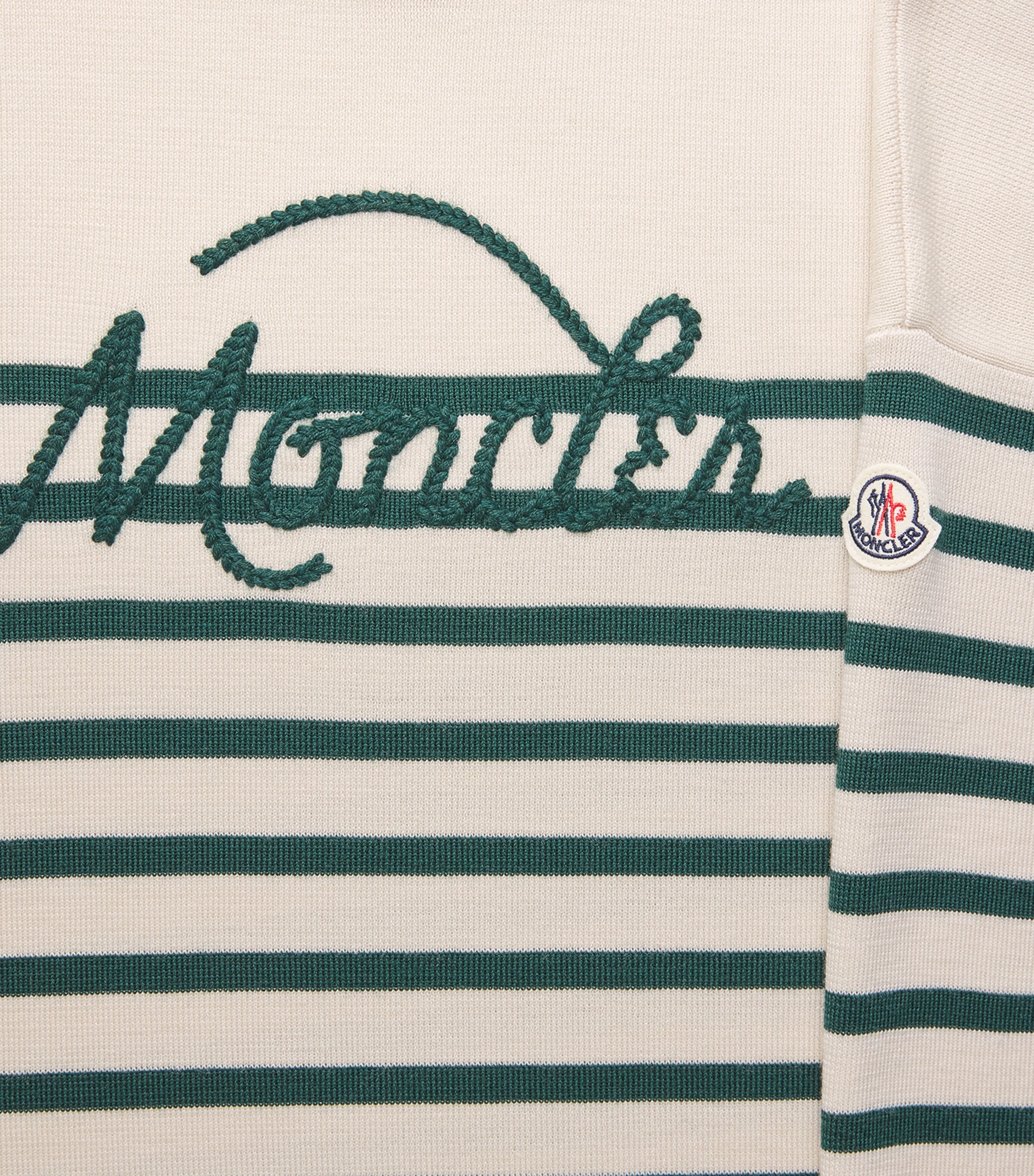 Moncler Womens Virgin Wool Stripe Logo Sweater Image 6