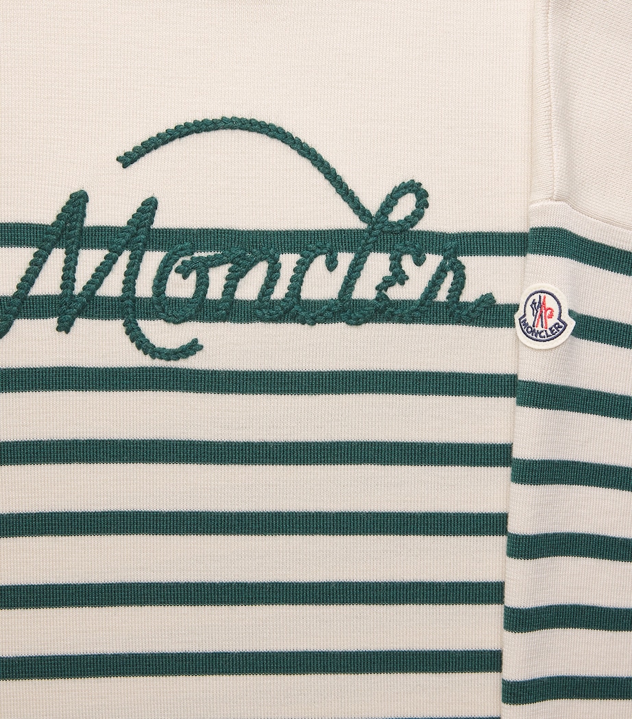 Moncler Womens Virgin Wool Stripe Logo Sweater Image 6