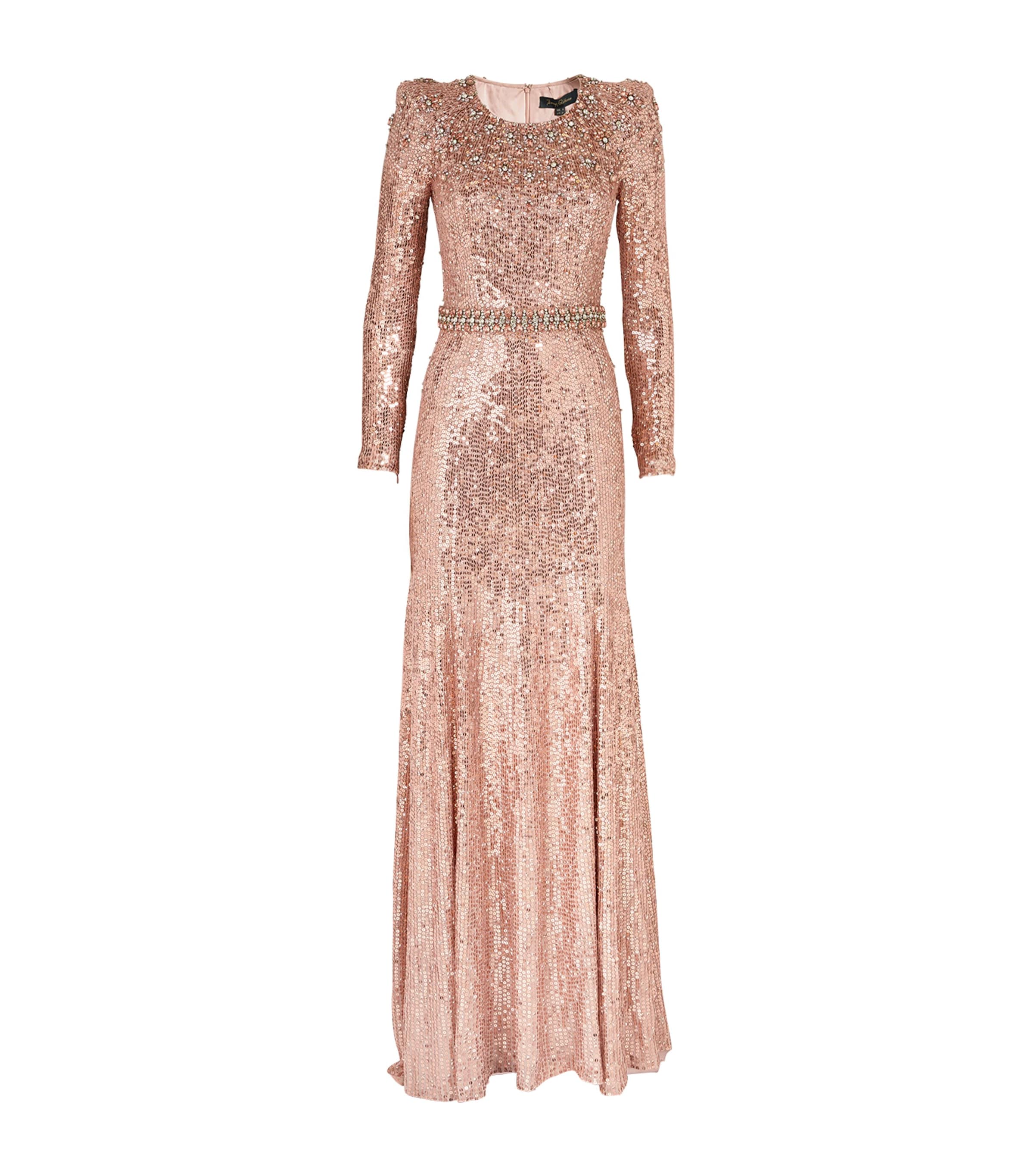 Jenny Packham Georgia Crystal-embellished Sequined Tulle Gown In Pink