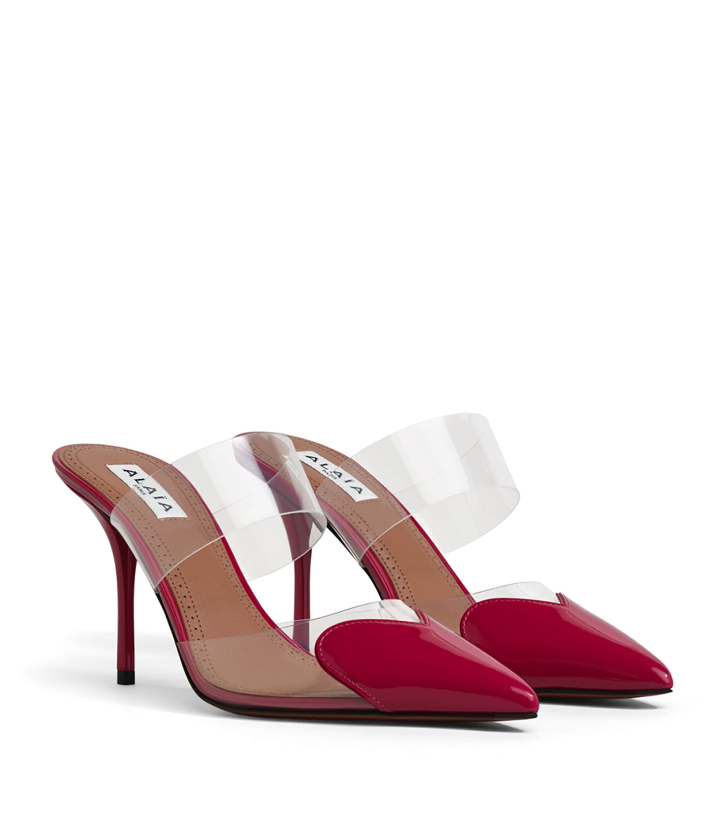 Leather-PVC Le Coeur Heeled Mules 90 FRAMBOISE Image 2