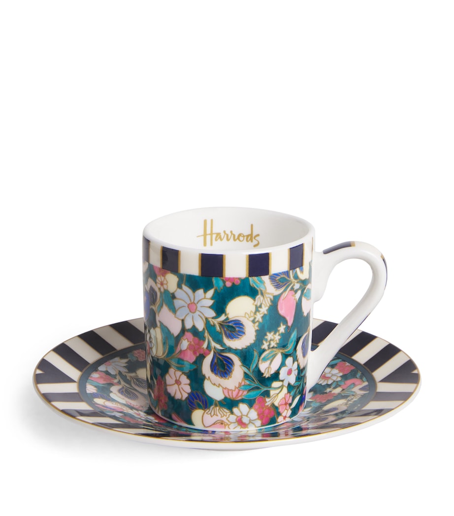 Bone China Enchanted Emporium Botanical Espresso Cup and Saucer BLACK Image 1