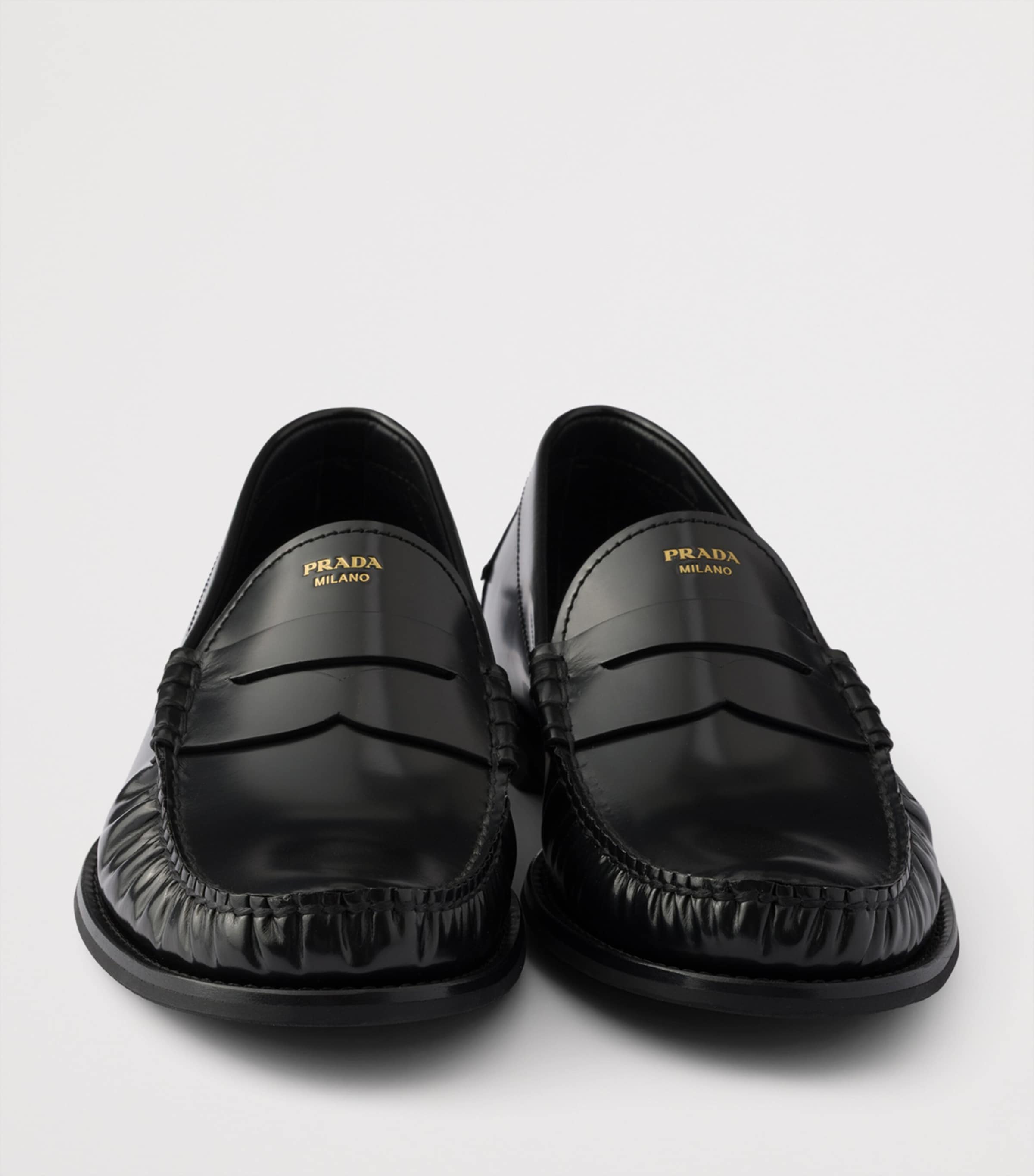 Prada Brushed Leather Loafers Black Image 6