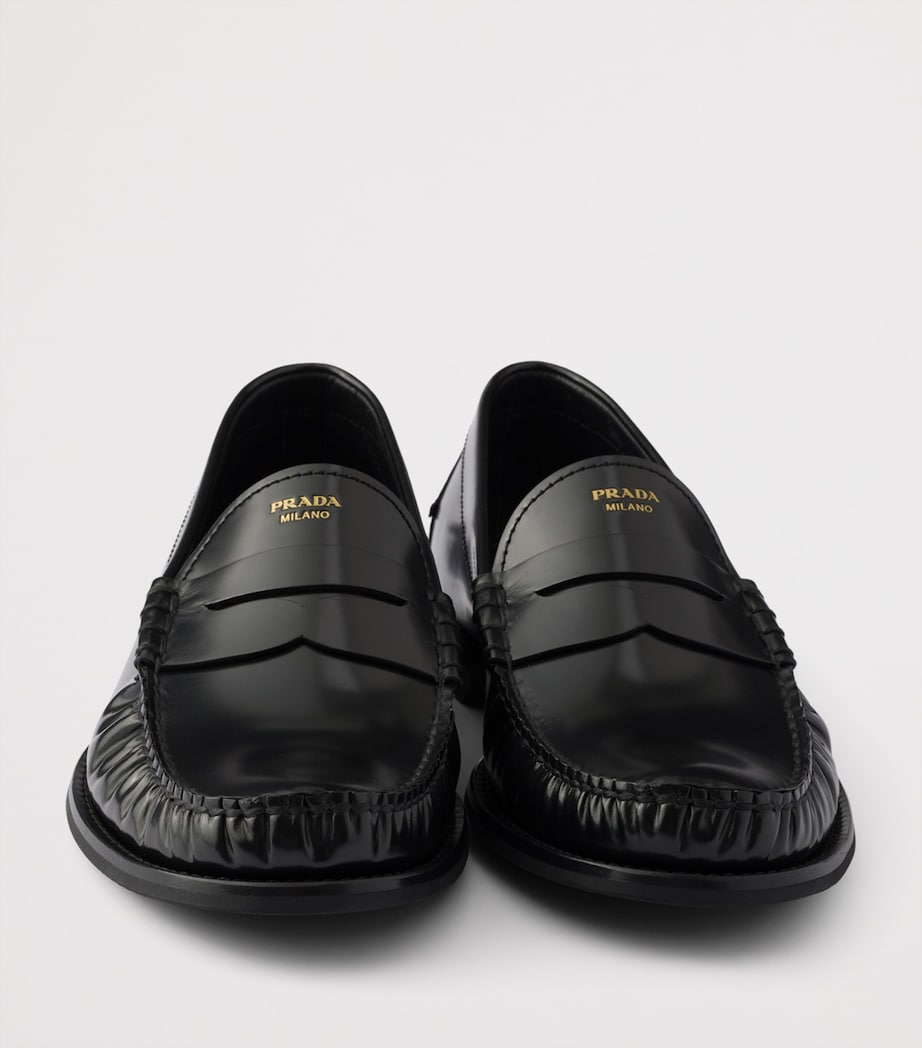 Prada Brushed Leather Loafers Black Image 6
