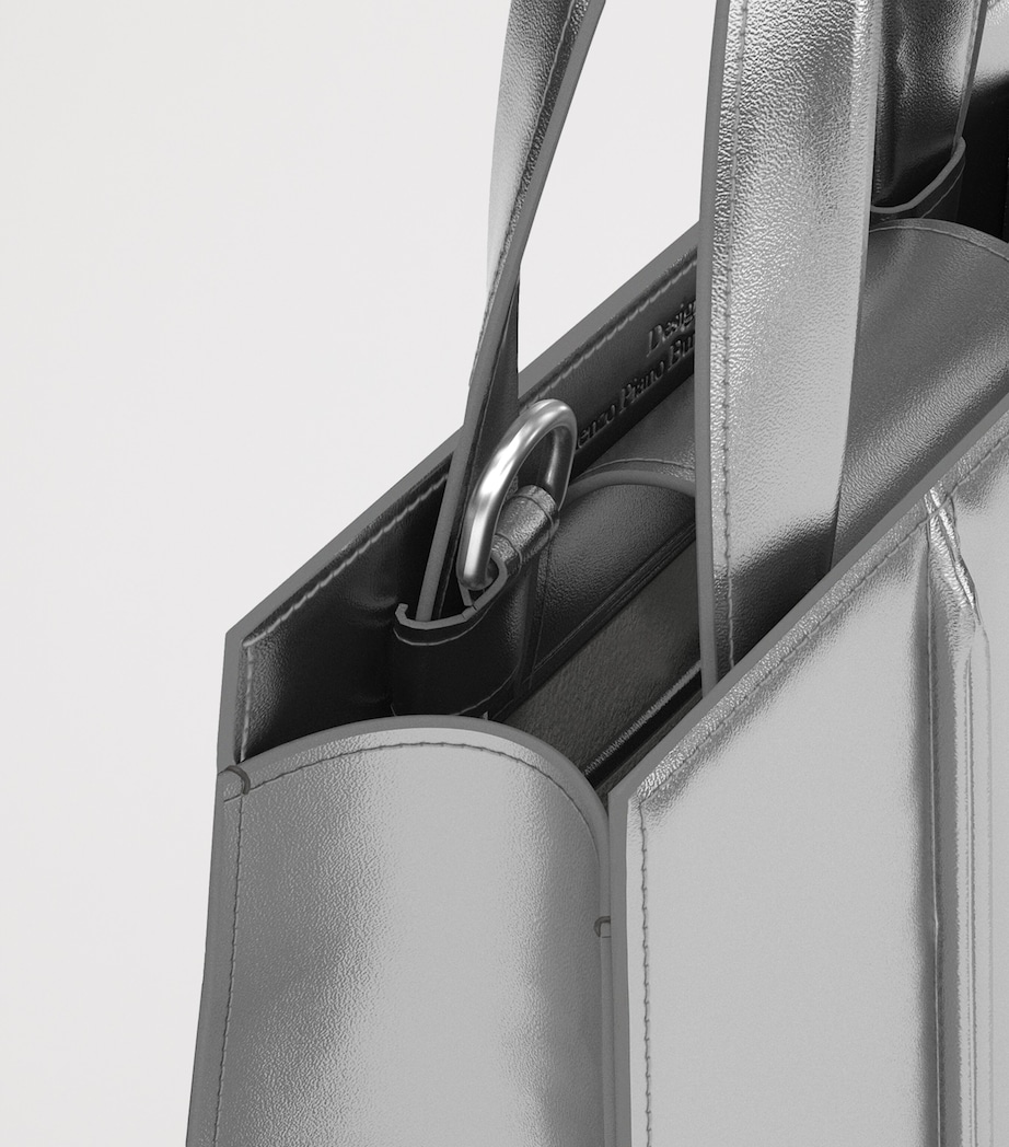 Max Mara Metallic Leather Whitney Bag 2 Top-Handle Bag Silver Image 7