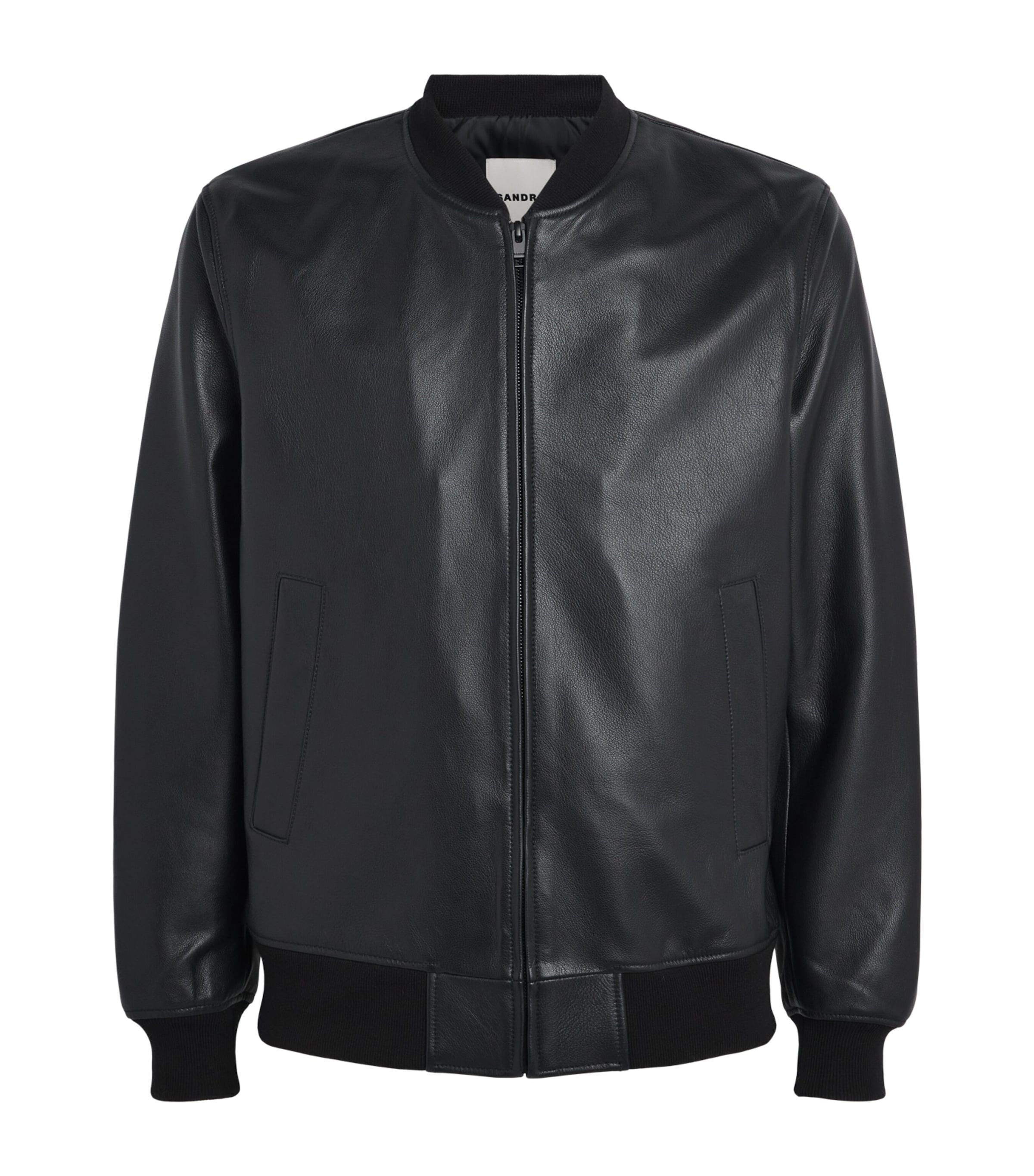 Sandro Paris Mens Leather Bomber Jacket Black Image 1