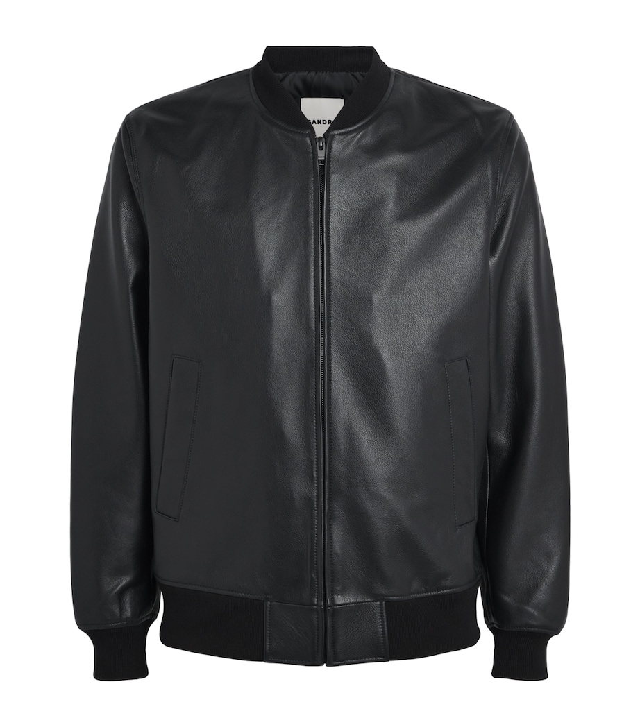 Sandro Paris Mens Leather Bomber Jacket Black Image 1