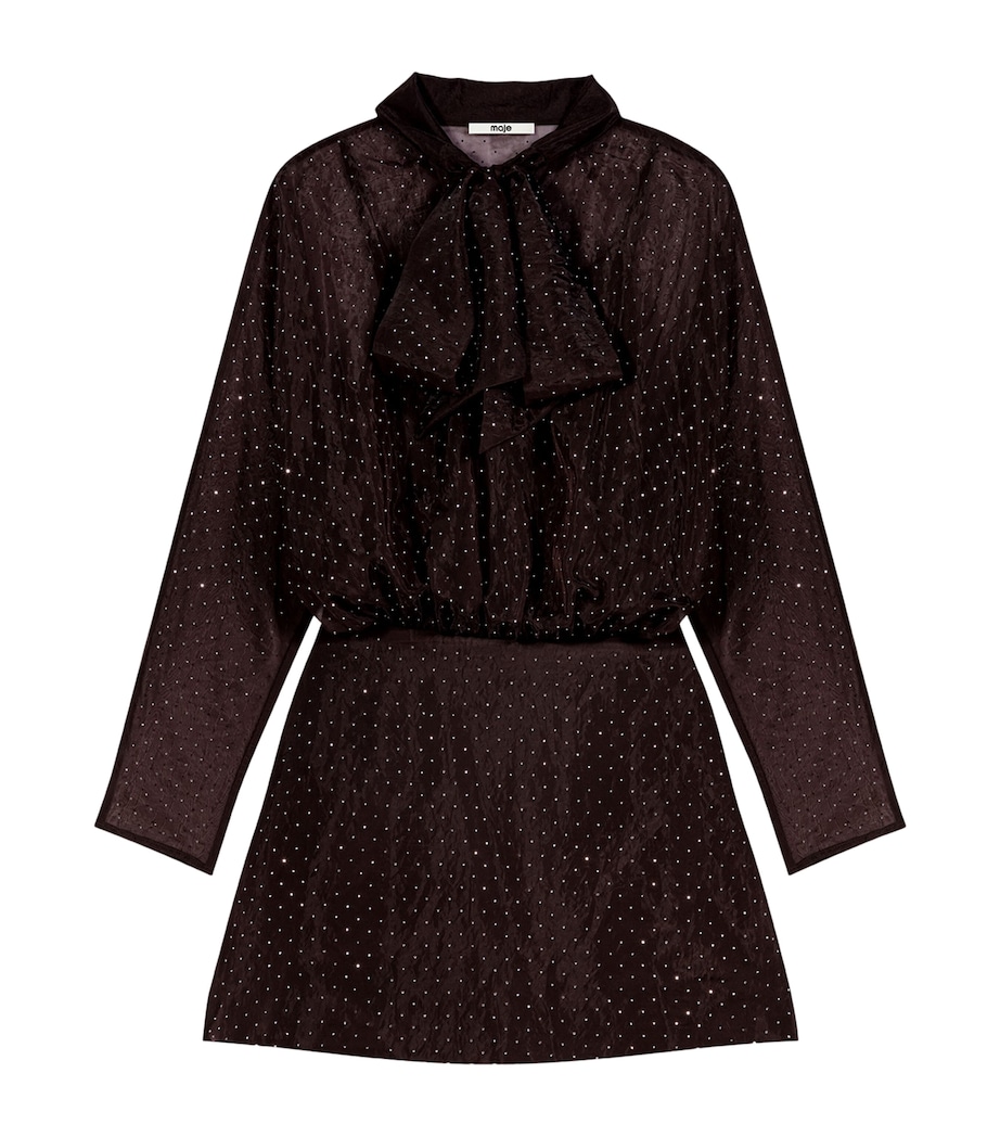Maje Womens Embellished Mini Dress Dark Brown Image 1