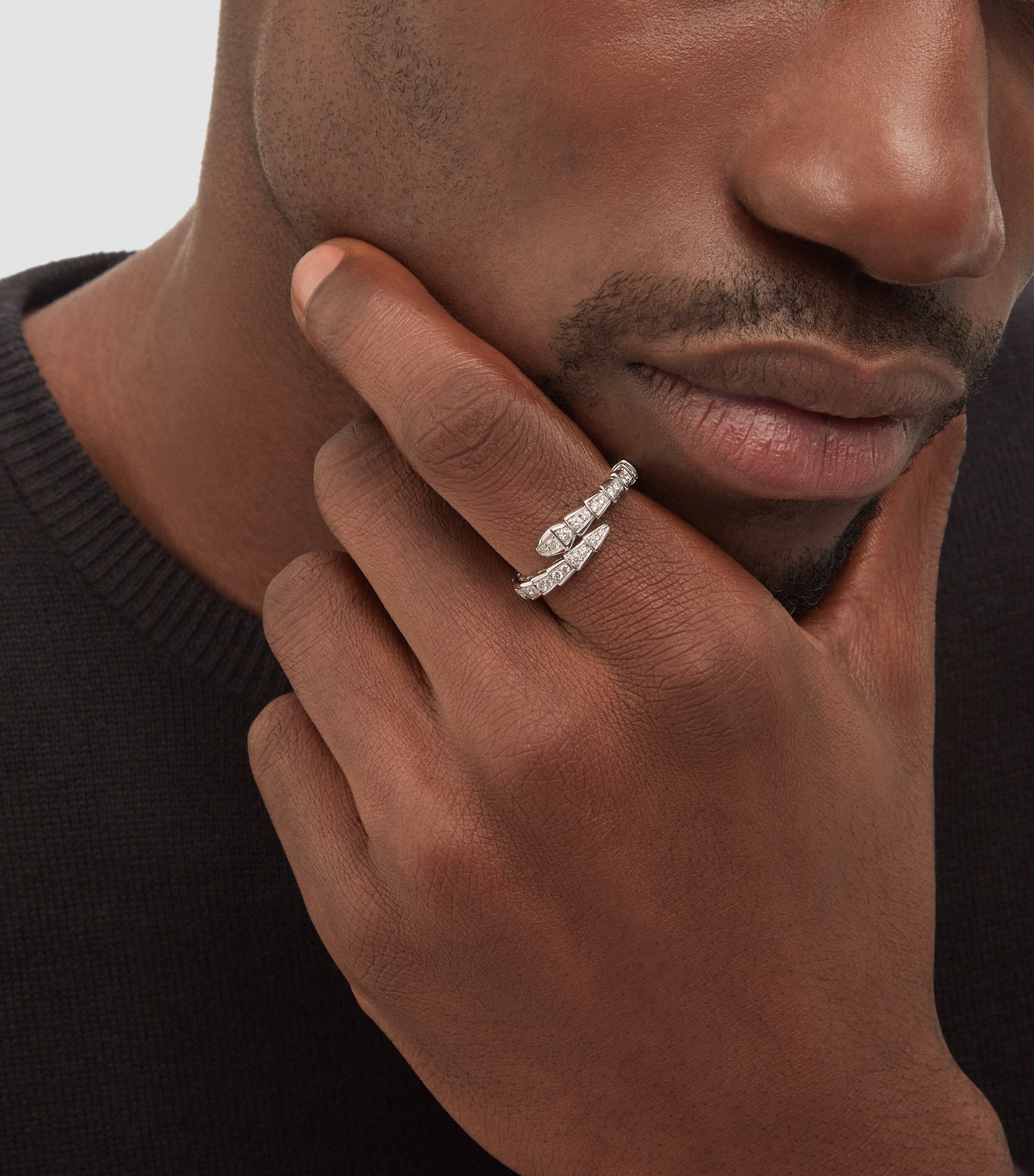 White Gold and Diamond Serpenti Viper Ring WHITE GOLD Image 6