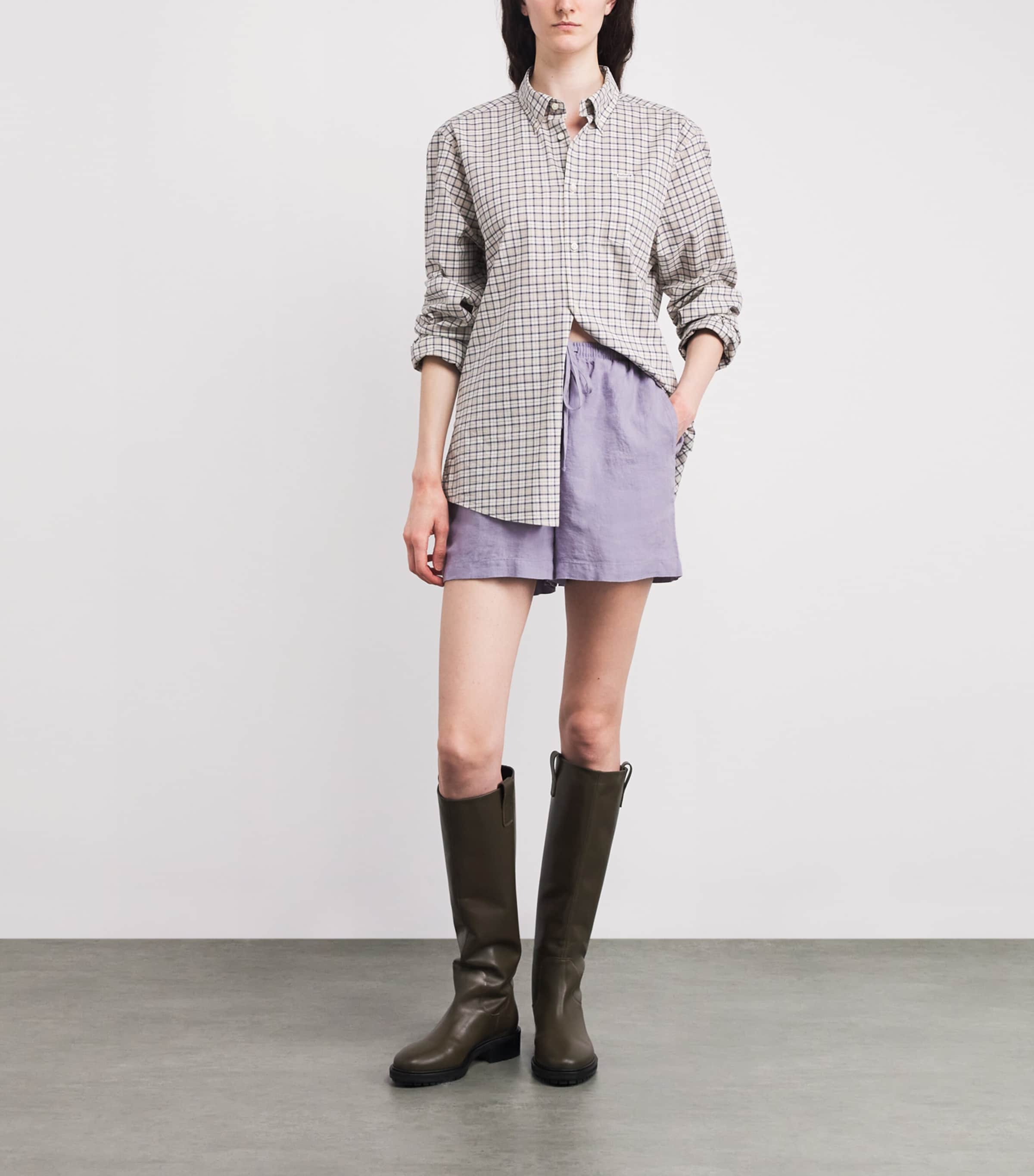 Linen Oakley Shorts HEATHER MIST Image 2