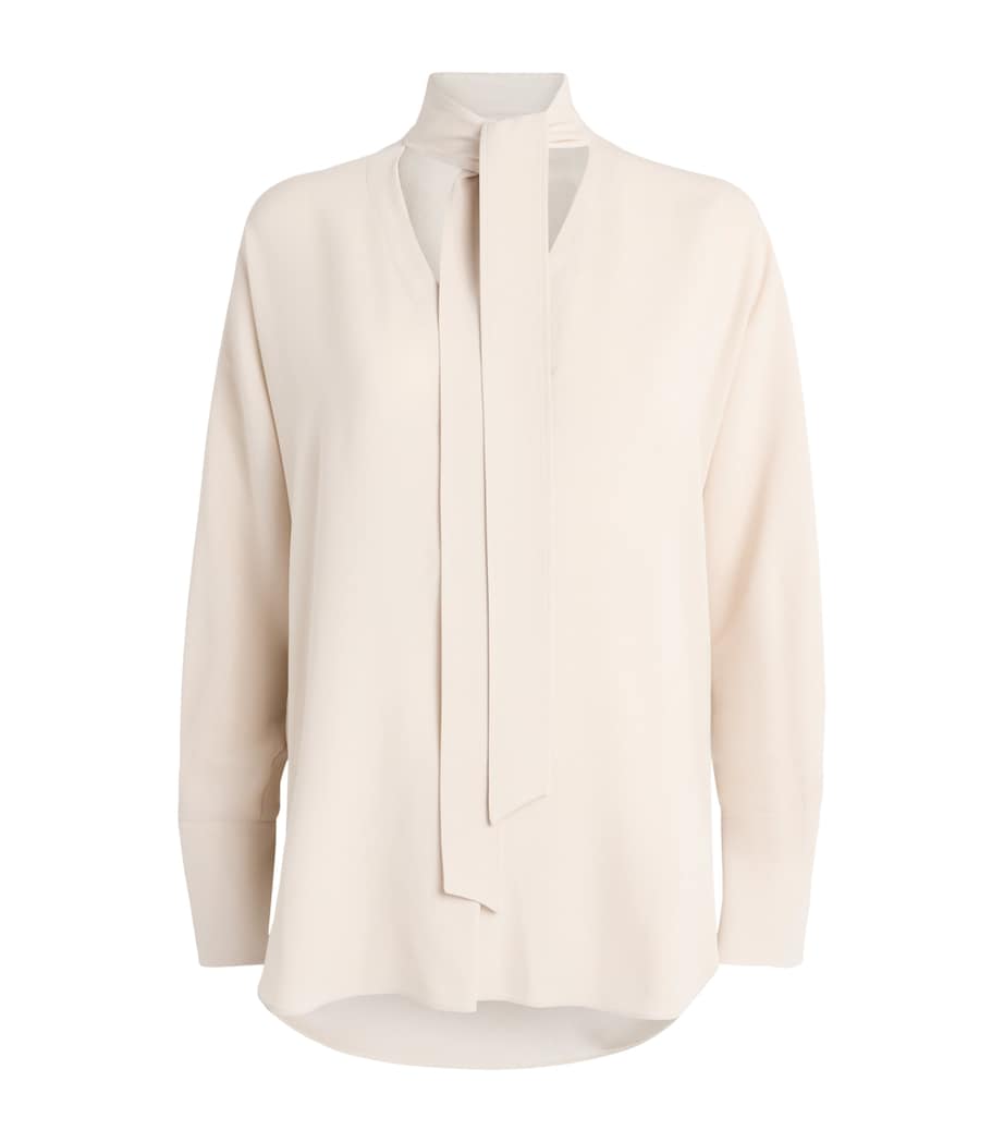 Agnona Womens Tie-Neck Blouse Beige Greige Image 1