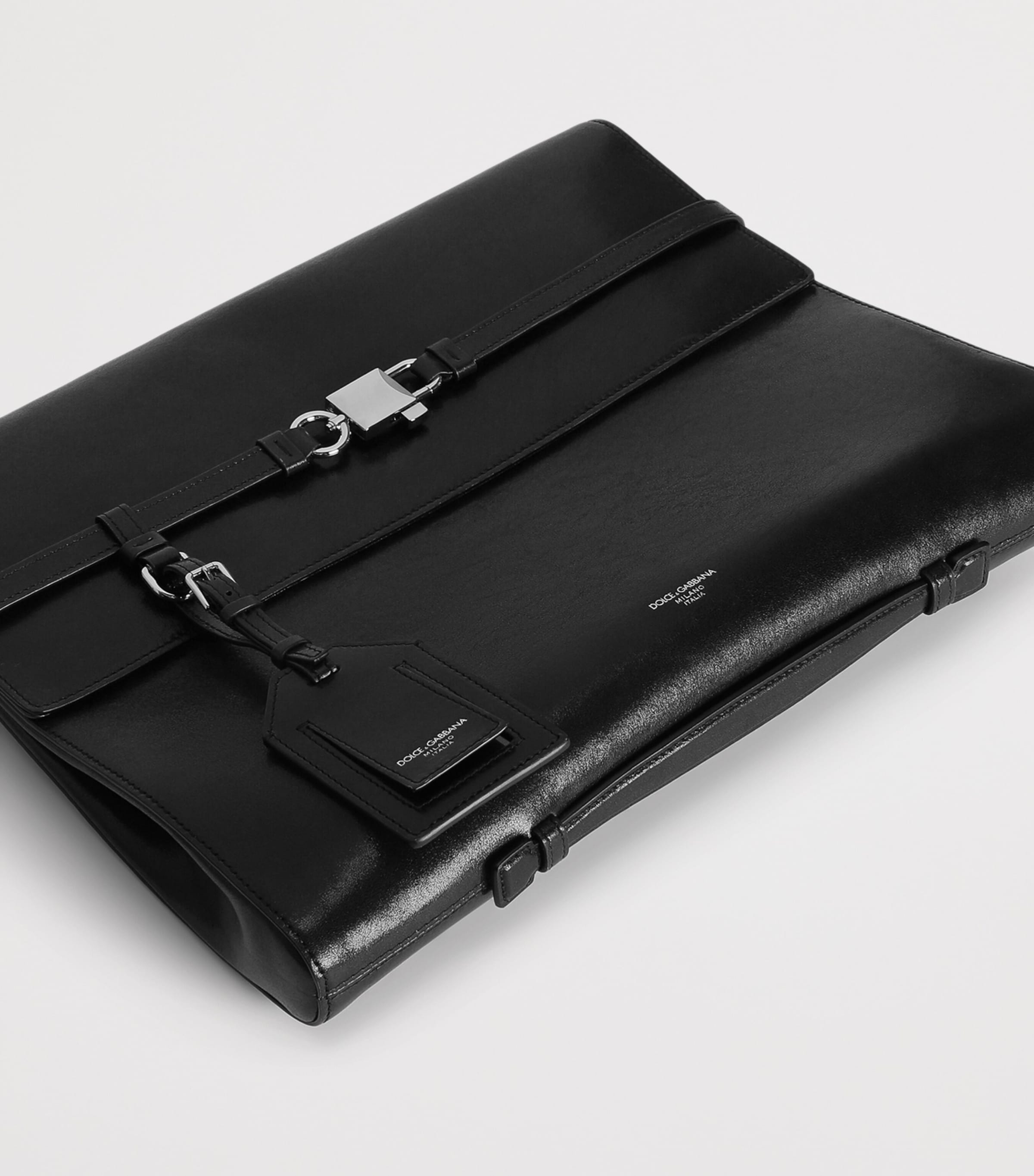 Dolce&Gabbana Leather Clip-Lock Messenger Bag Black Image 6