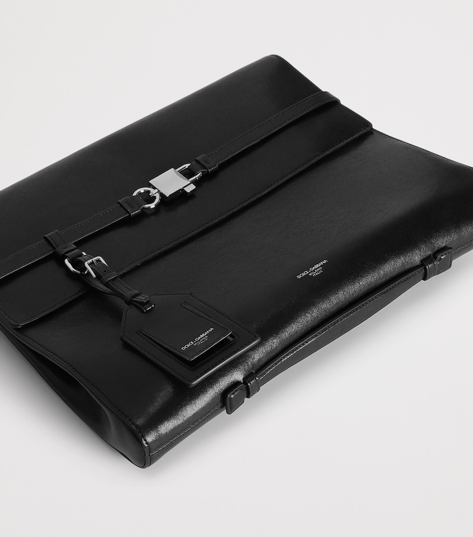 Dolce&Gabbana Leather Clip-Lock Messenger Bag Black Image 6