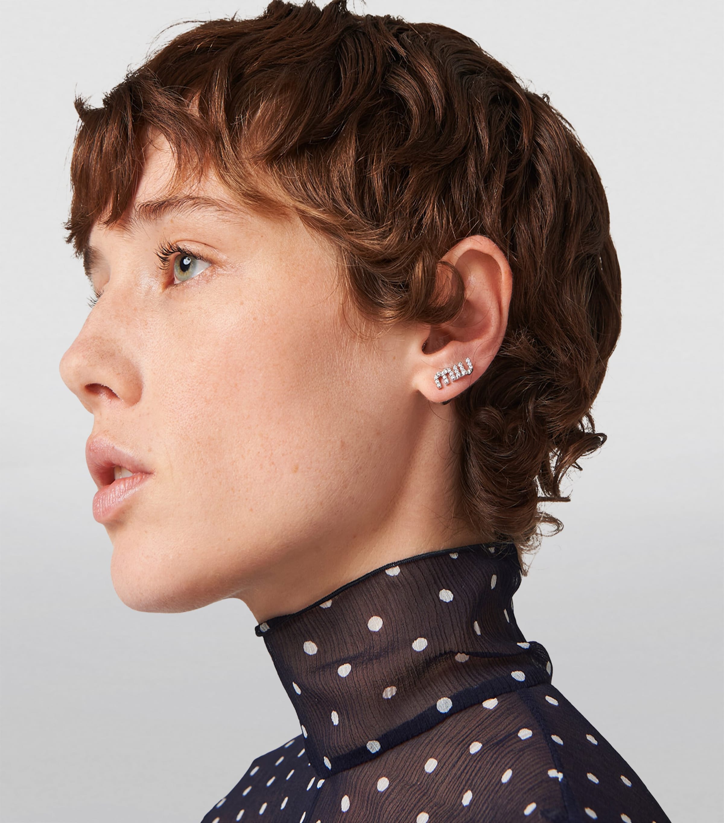 Miu Miu Crystal-Embellished Logo Earrings Image 2
