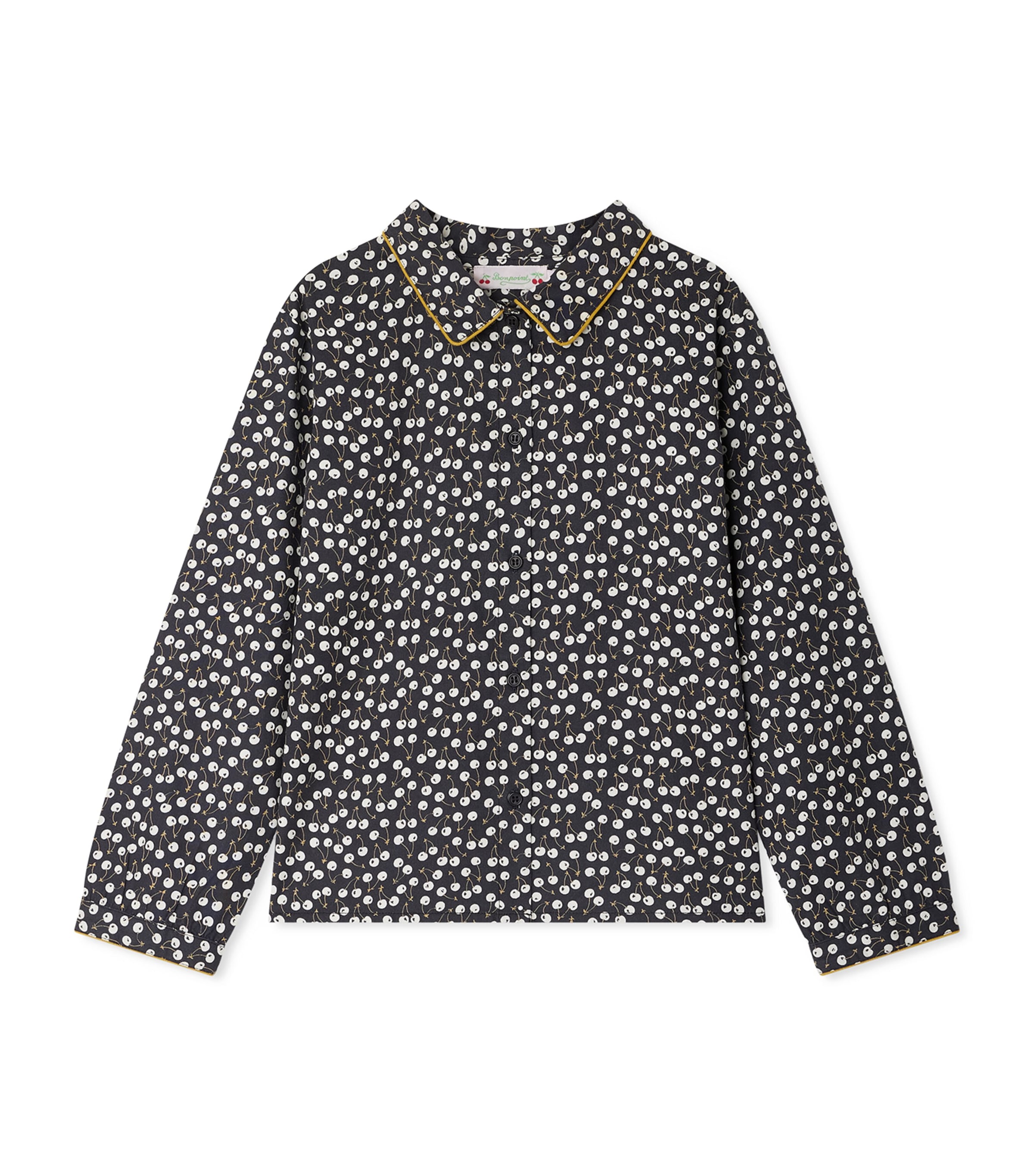 Bonpoint Cotton Cherry Print Blouse In Blue