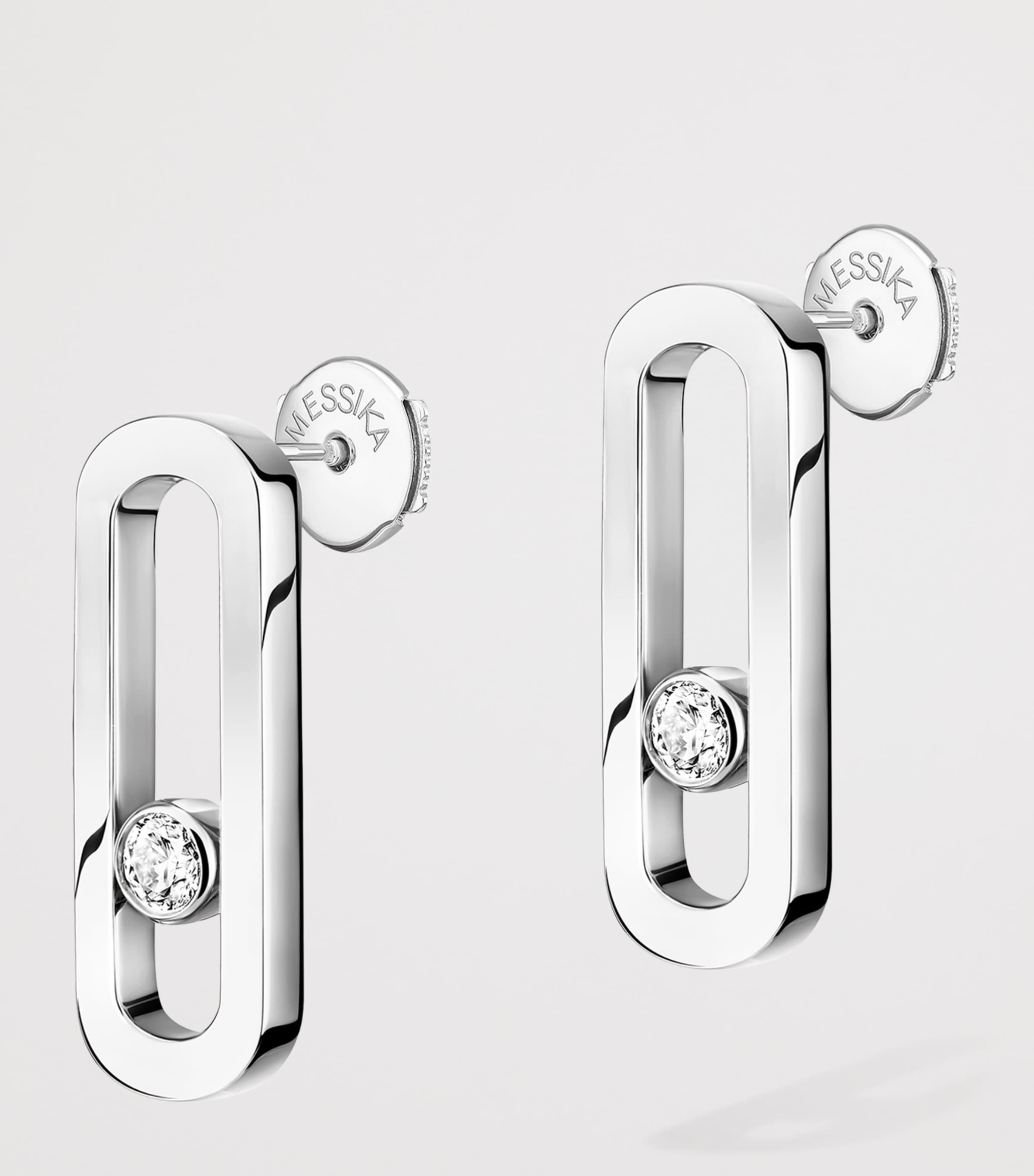 Messika Move Uno White Gold and Diamond Stud Earrings White Gold Image 3