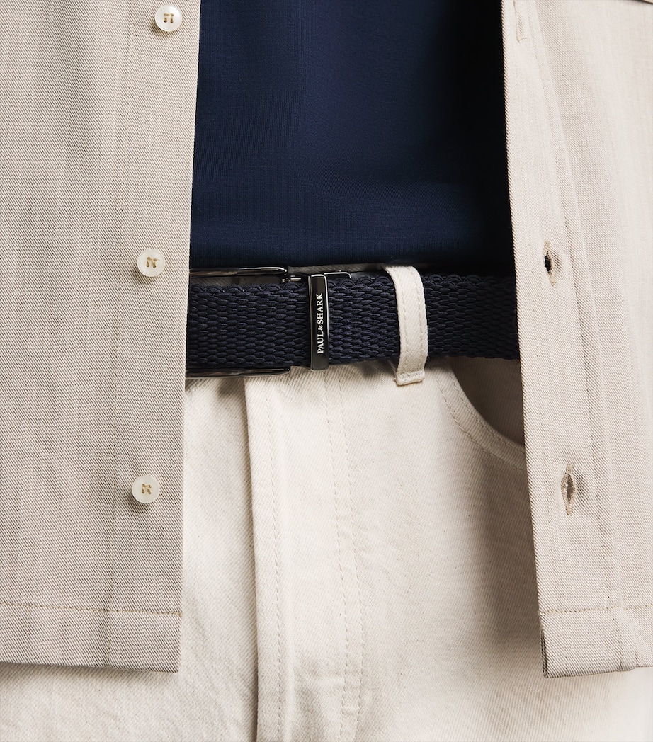 Cotton-Leather Woven Reversible Belt W35 BLU AVIO BLU Image 3