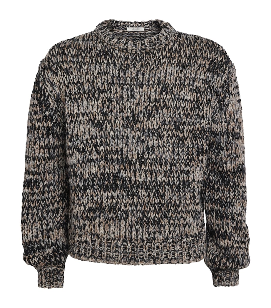 Wool-Blend Melange Sweater BLA/WHI/BRO MU227 Image 1
