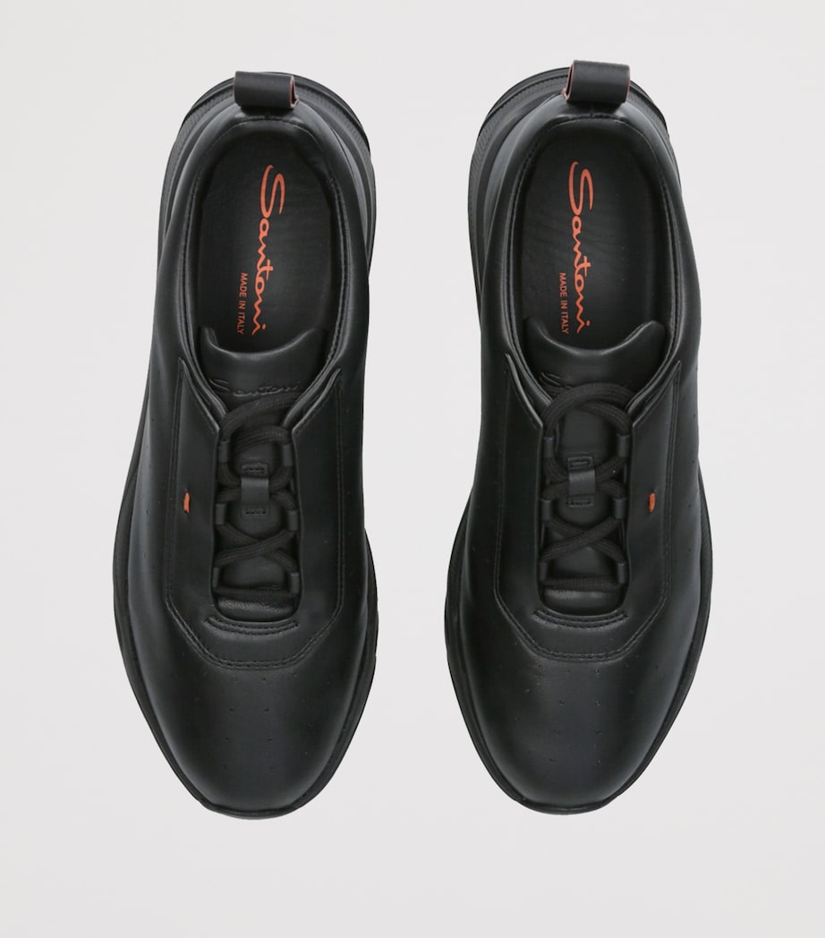 Santoni Leather Innova Sneakers Black Image 4