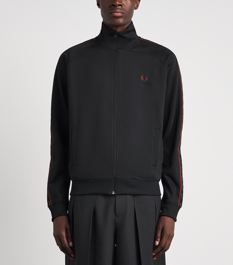 Fred Perry Mens Contrast Tape Track Jacket Black Image 4