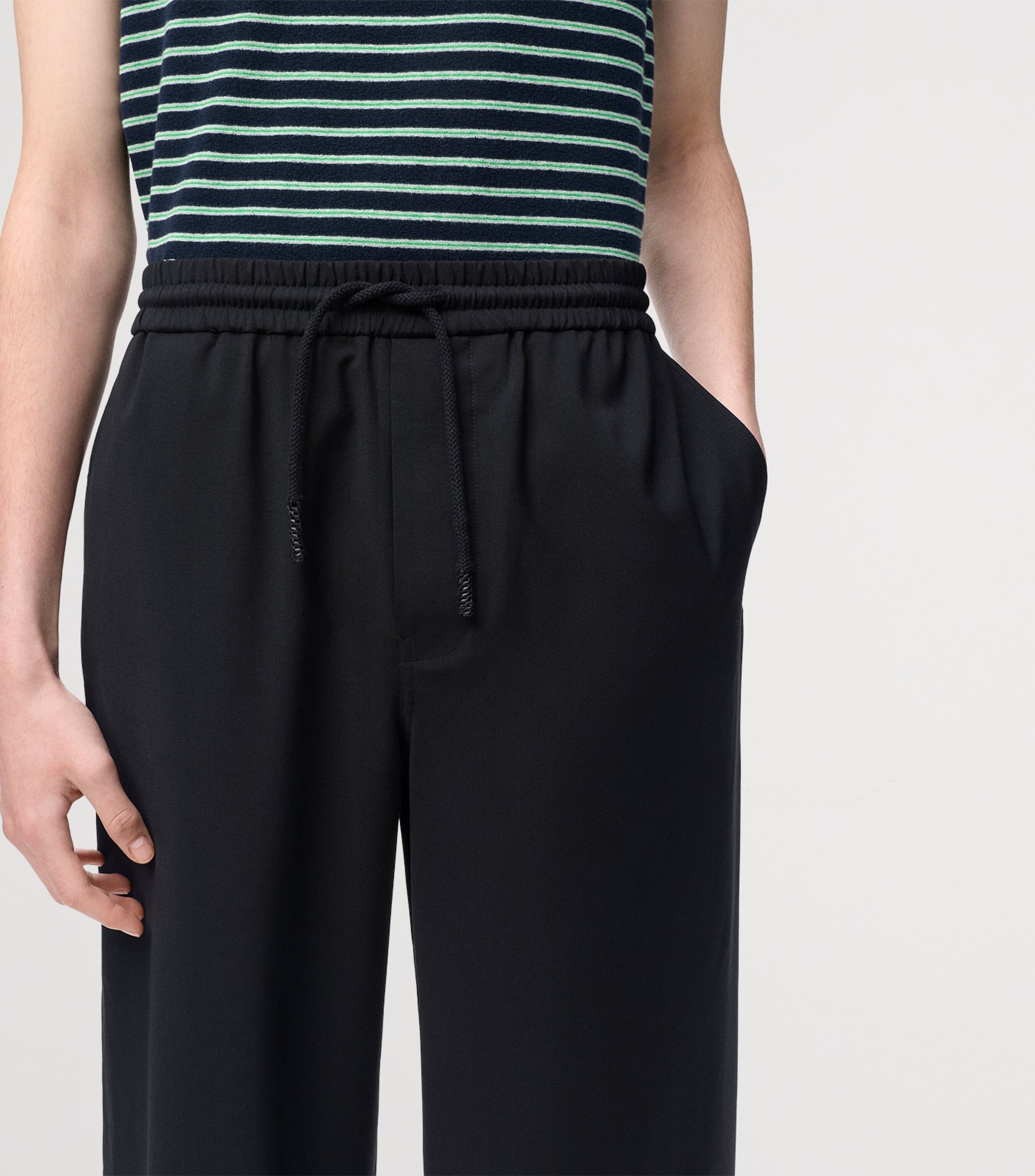 LOEWE Mens Wool-Blend Drawstring Trousers Black Image 5