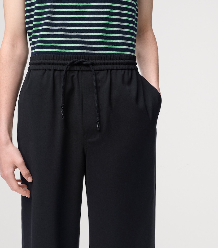 LOEWE Mens Wool-Blend Drawstring Trousers Black Image 5